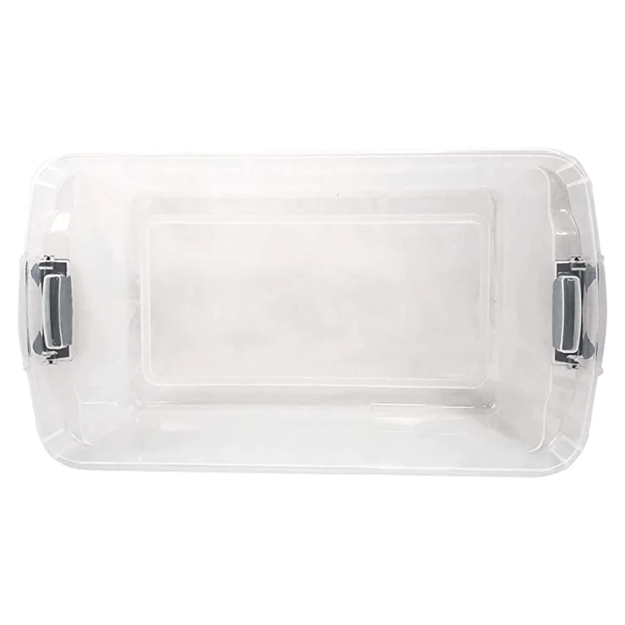 HOMZ 4-Pack 64 Quart Clear Plastic Storage Bins with Secure Gray Latches - Stackable Organizer Containers for Closet, Pantry, Garage & Home Organization