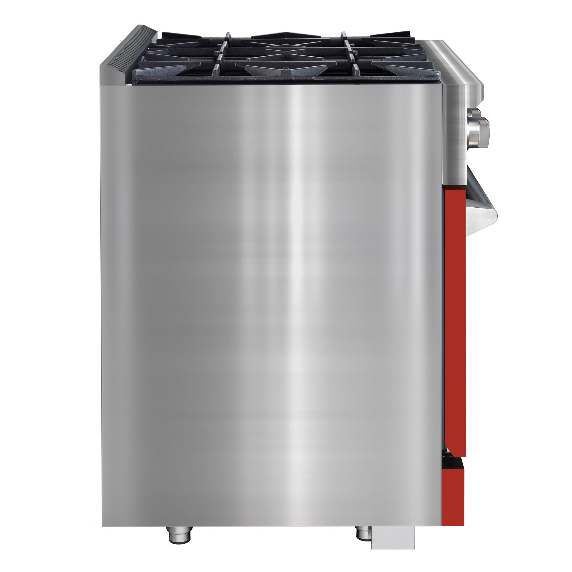 Ancona 30 Inch 4.2 cu ft Stainless Steel Dual Fuel Range with 4 Burners, Convection Oven & Red Door - Perfect for Home Kitchen, Baking & Cooking