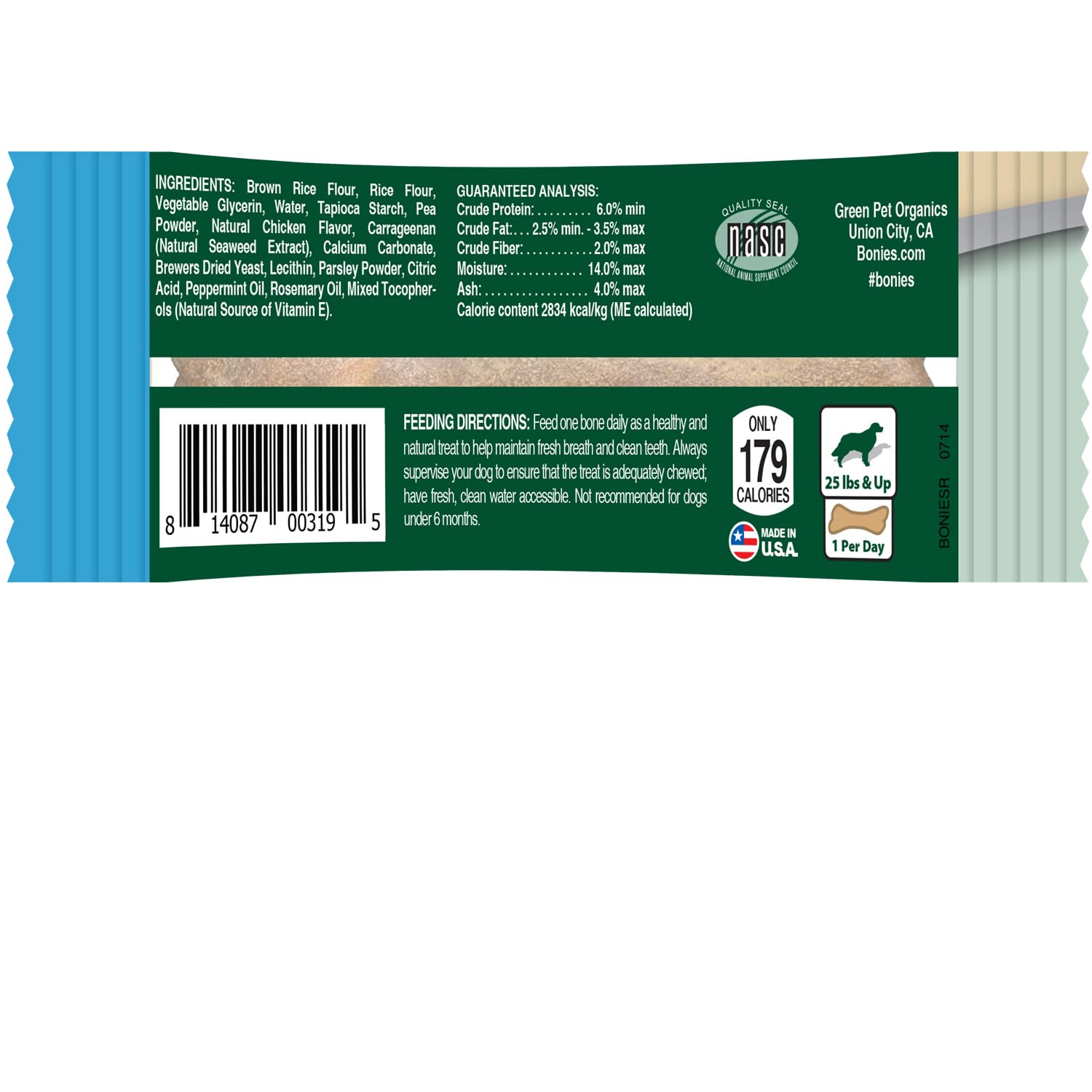 Bonies Natural Breath and Dental Formula Large-Sized Single Bone - All-Natural Ingredients for Fresh Breath & Teeth Cleaning | Low-Calorie Chicken Flavor Dog Treat | Perfect for Dental Care & Chewing Fun at Home or Travel