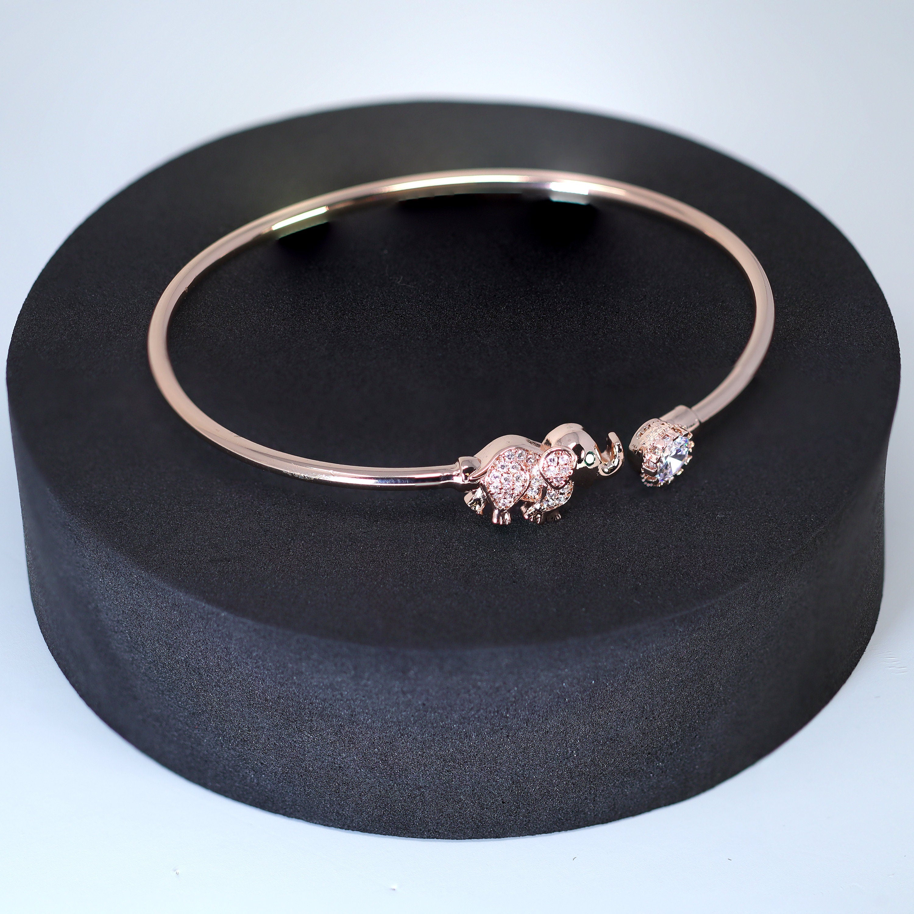 Elegant CZ Dainty Elephant Bangle Bracelet - Perfect Bridesmaid Proposal Gift Set with 'Will You Be My Bridesmaid' Box | Ideal for Wedding Parties, Bridal Showers & Special Occasions