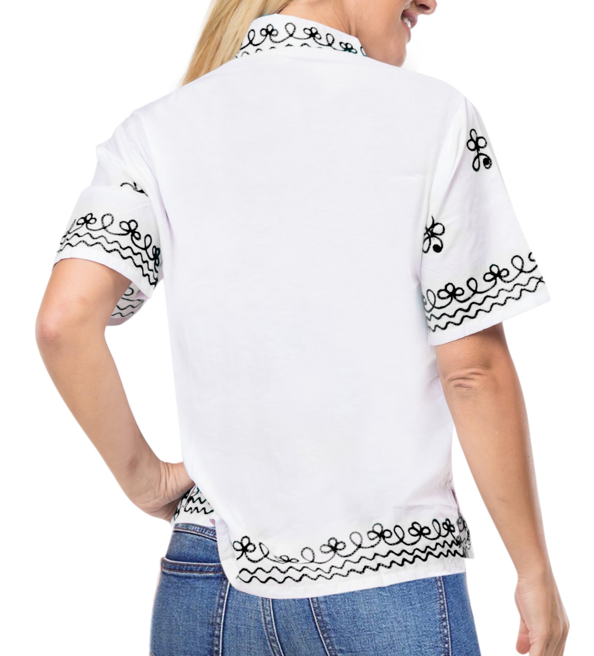 LA LEELA Women's Hawaiian Shirt - Floral Beach Short Sleeve Blouse for Summer Vacation, Pool Party & Tropical Getaway