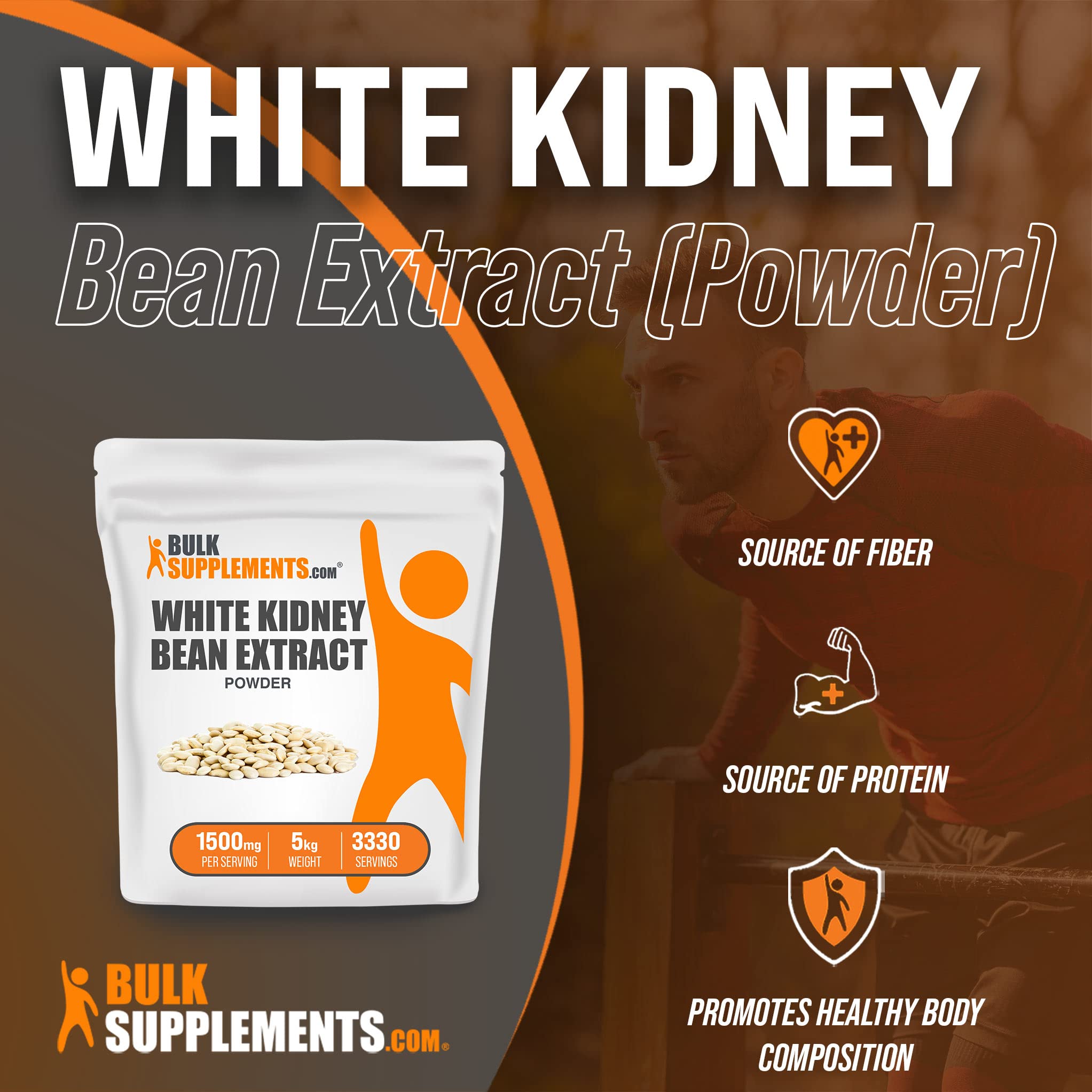 BulkSupplements White Kidney Bean Extract Powder - 1500mg per Serving, Gluten Free, Digestive Support & Protein Source - 5kg (11 lbs) Bulk Pack - Ideal for Smoothies, Baking & Weight Management