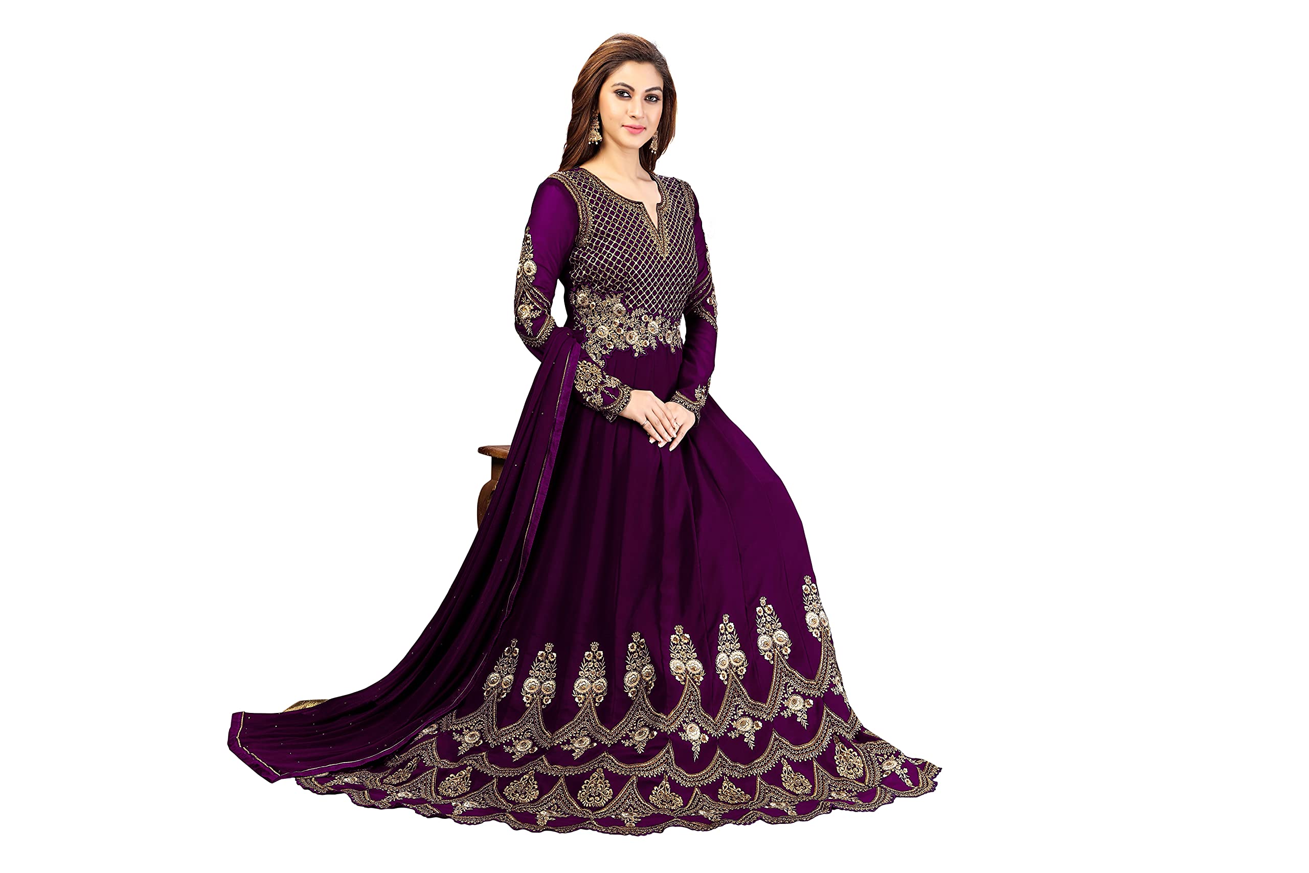 Nivah Fashion Women's Georgette Embroidery Anarkali Suit Set - Stitched Indian Ethnic Wear for Weddings, Parties & Festive Occasions