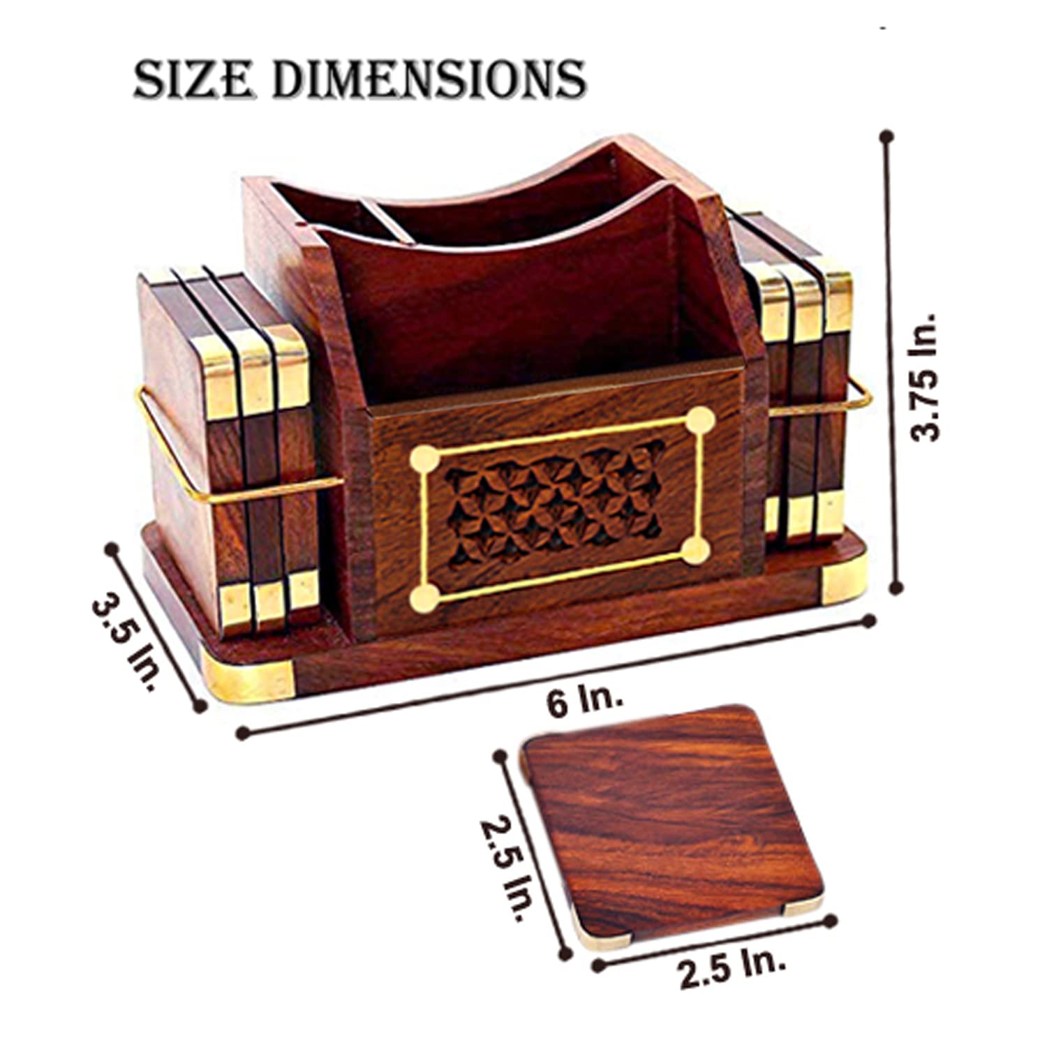 CRAFTCASTLE 6-Pack Wooden Drink Coasters Set - Natural Wood Table Coasters for Coffee, Tea, Beer & Wine Glasses - Perfect for Home, Office & Bar Use