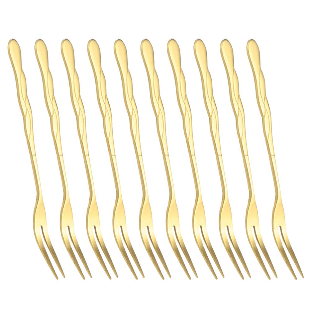 DOITOOL 10-Pack Reusable Stainless Steel Fruit Picks - Elegant Fruit Forks for Parties, Picnics, BBQ, and Dessert Platters