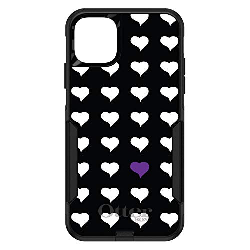 Purple White Black Repeating Hearts On Black Case
