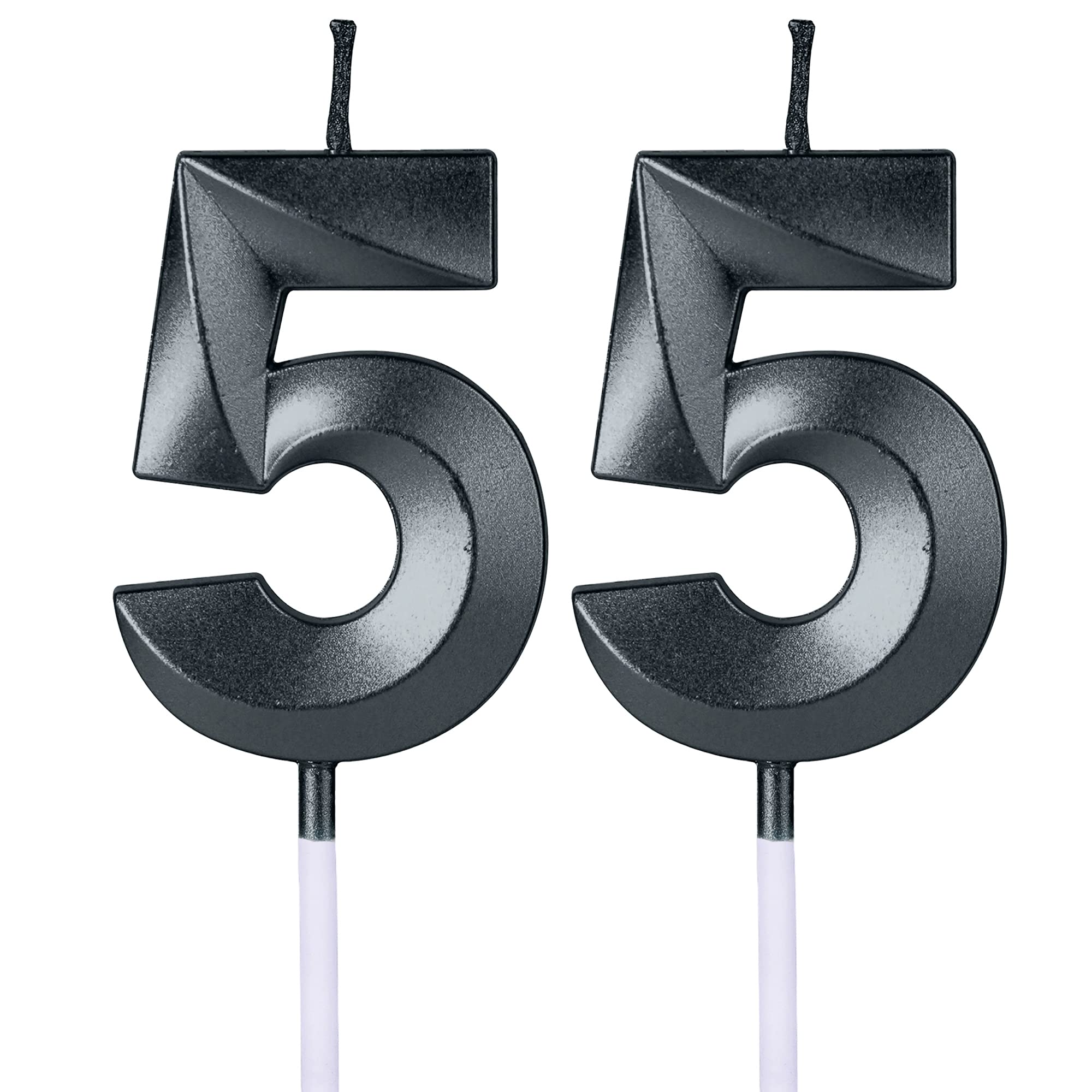 Black 55th Birthday Candles for Cakes - Number 55 Glitter Cake Topper for Anniversary, Wedding & Party Decorations - Perfect for Birthday Celebrations, Milestone Parties & Special Occasions