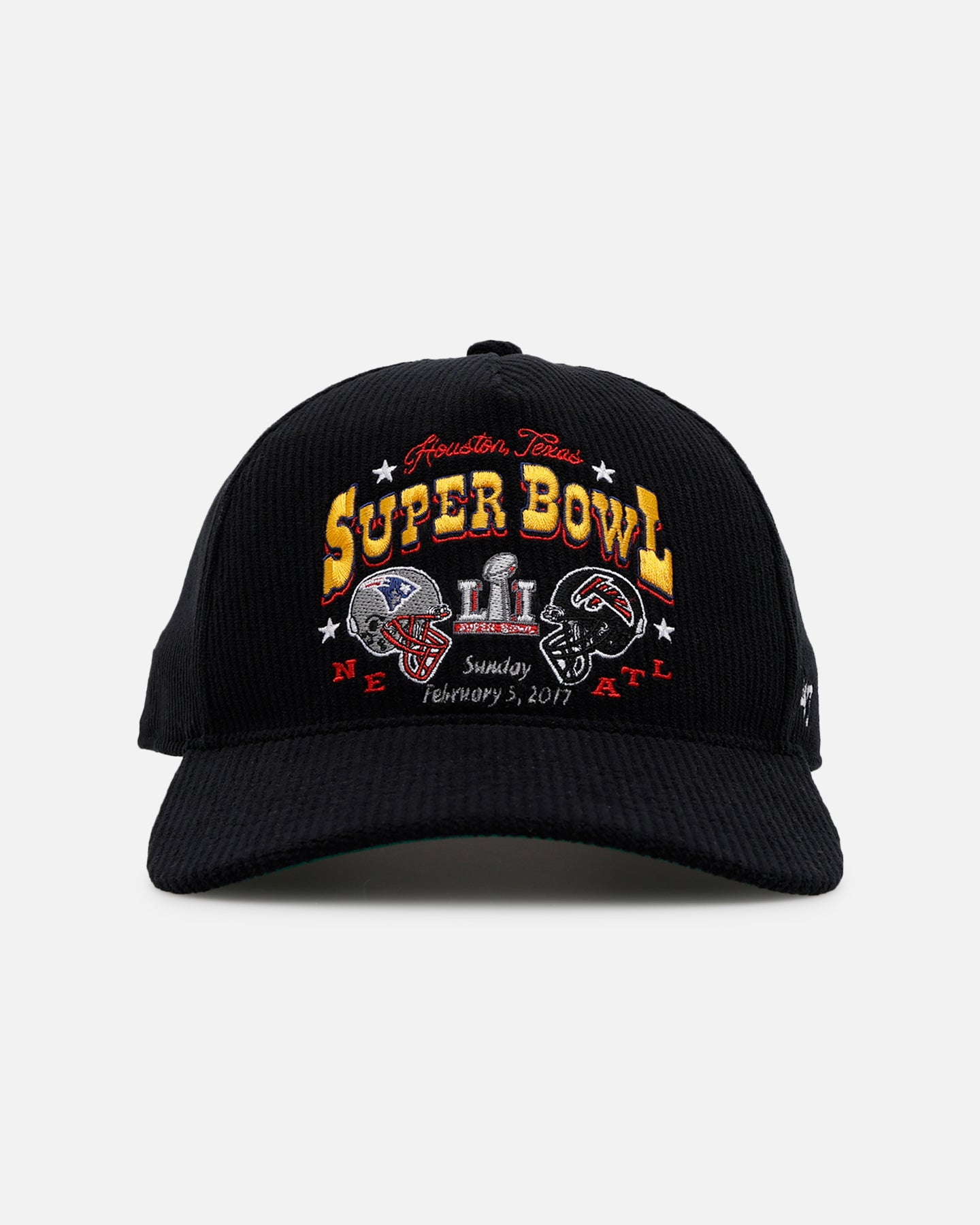 47 Brand Super Bowl LI 'Vintage Super Bowl' Snapback Hat - Black Corduroy Adjustable Baseball Cap for Men & Women - Perfect for Football Games, Sports Events & Casual Wear