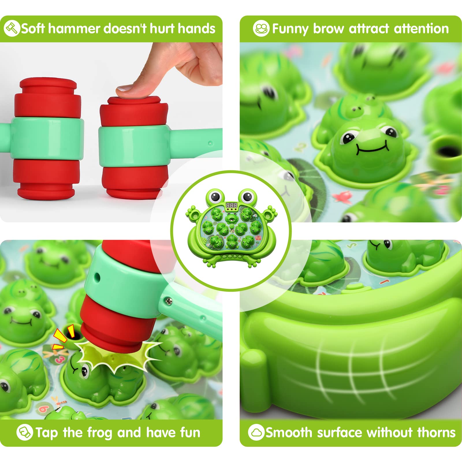 HopeRock Interactive Whack A Frog Game for Toddlers Age 2-5 - 5 Play Modes, 45 Levels with 9 Music & Light-up Effects - Early Learning Educational Toy for Boys & Girls - Perfect Birthday Gift for 2-4 Year Olds (Great for Sensory Development & Family Game Night)