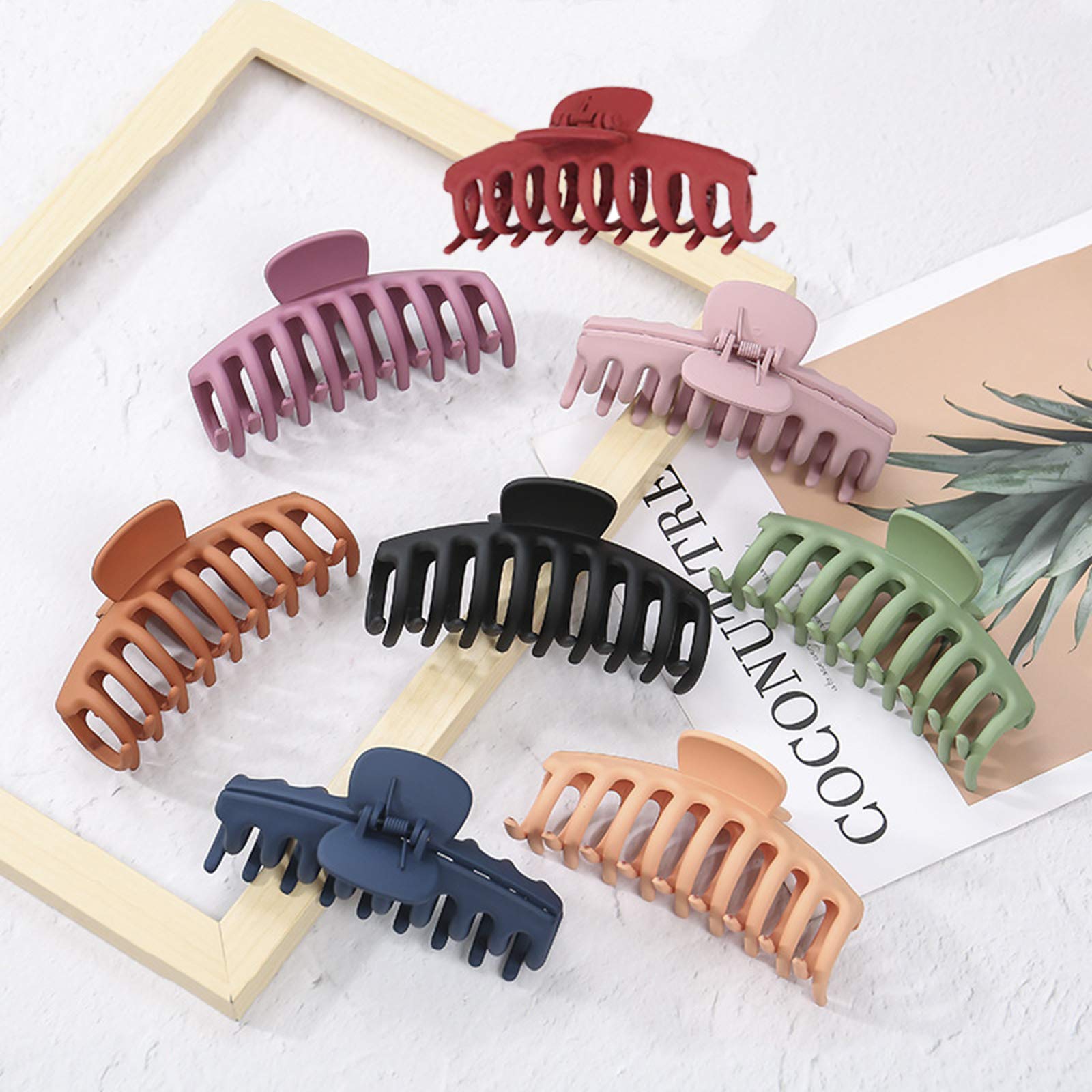Non-Slip Large Hair Claw Clips for Women - 8PCS Matte Finish Strong Hold Hair Clips for Thin & Thick Hair - Perfect for Updos, Ponytails & Everyday Hairstyles