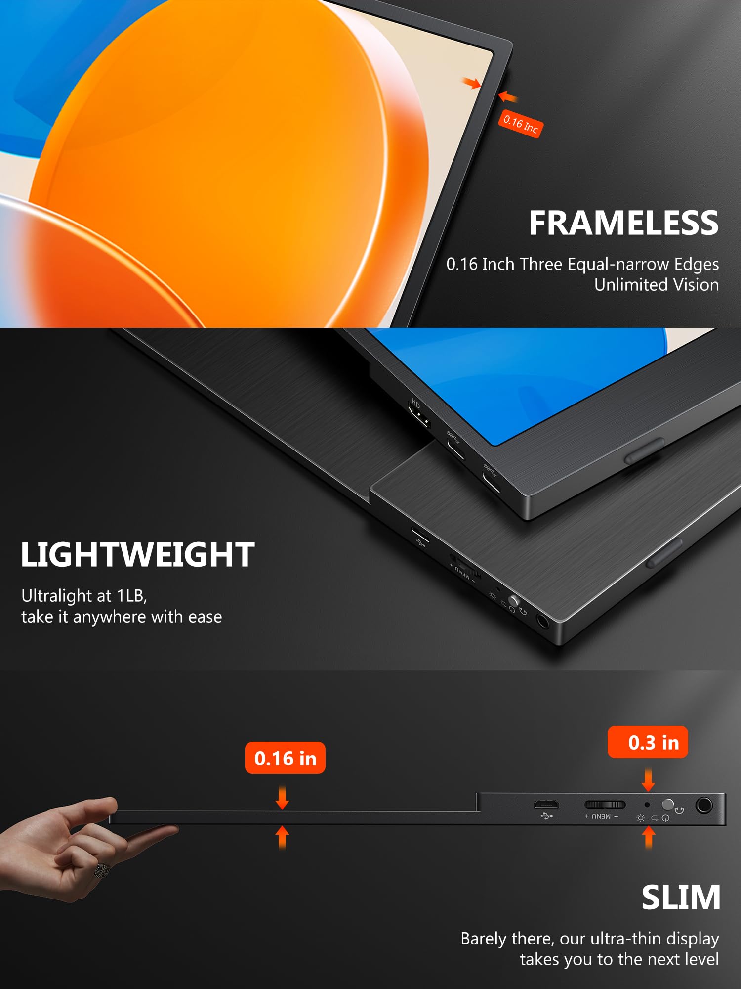 4K Portable Monitor 13.3