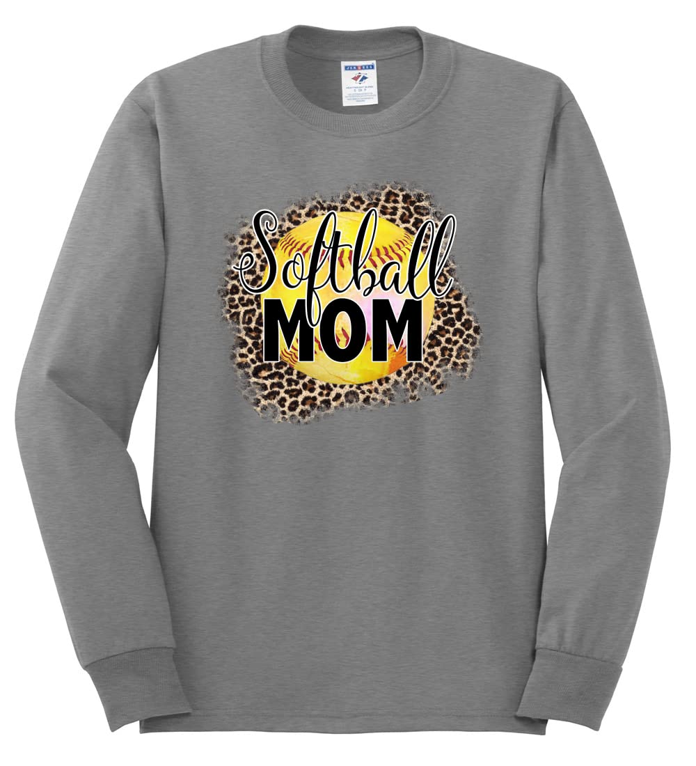 Wild Bobby Softball Mom Animal Print Long Sleeve Shirt for Women & Men - Perfect for Baseball Games, Team Sports & Casual Wear