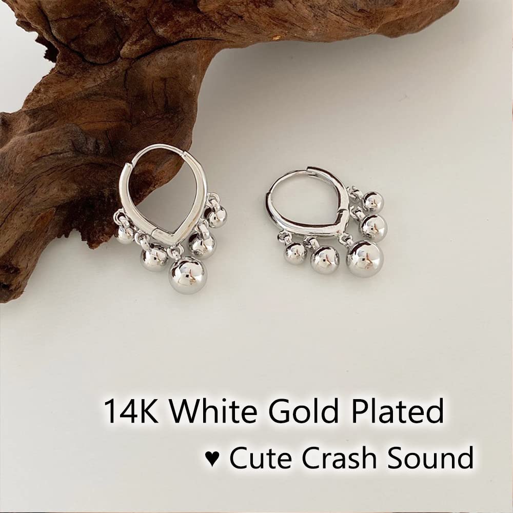 14K Gold Plated Beaded Dangle Earrings for Women - Sterling Silver Elegant Statement Jewelry - Perfect for Parties, Weddings & Everyday Wear
