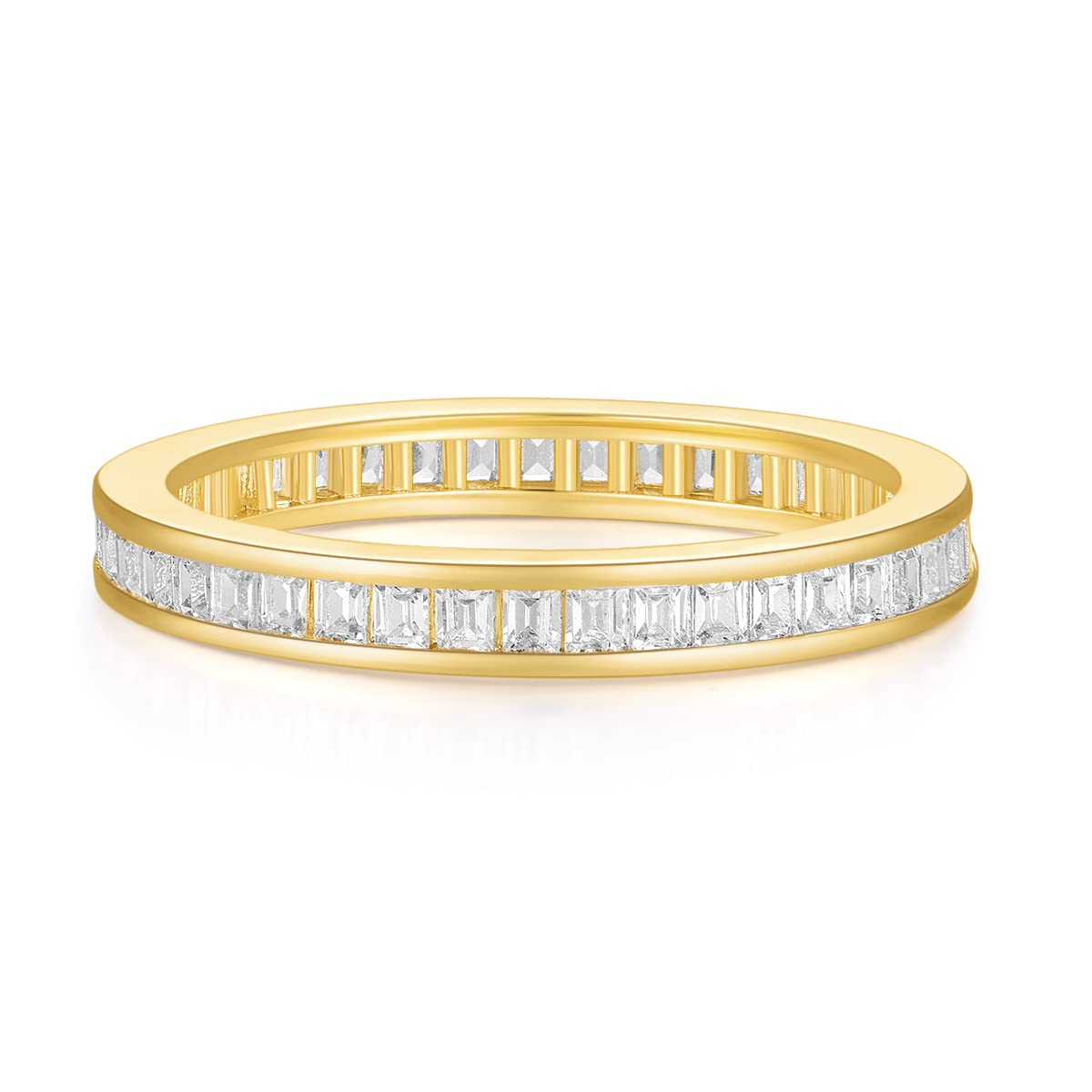 SHINYSO Princess Cut Cubic Zirconia Wedding Band for Women - 14K Gold/Silver/Rose Gold Eternity Ring, Size 4-10 | Perfect for Engagement, Stacking Rings & Anniversary Gifts | Ideal for Bridal Jewelry, Promise Rings & Special Occasions