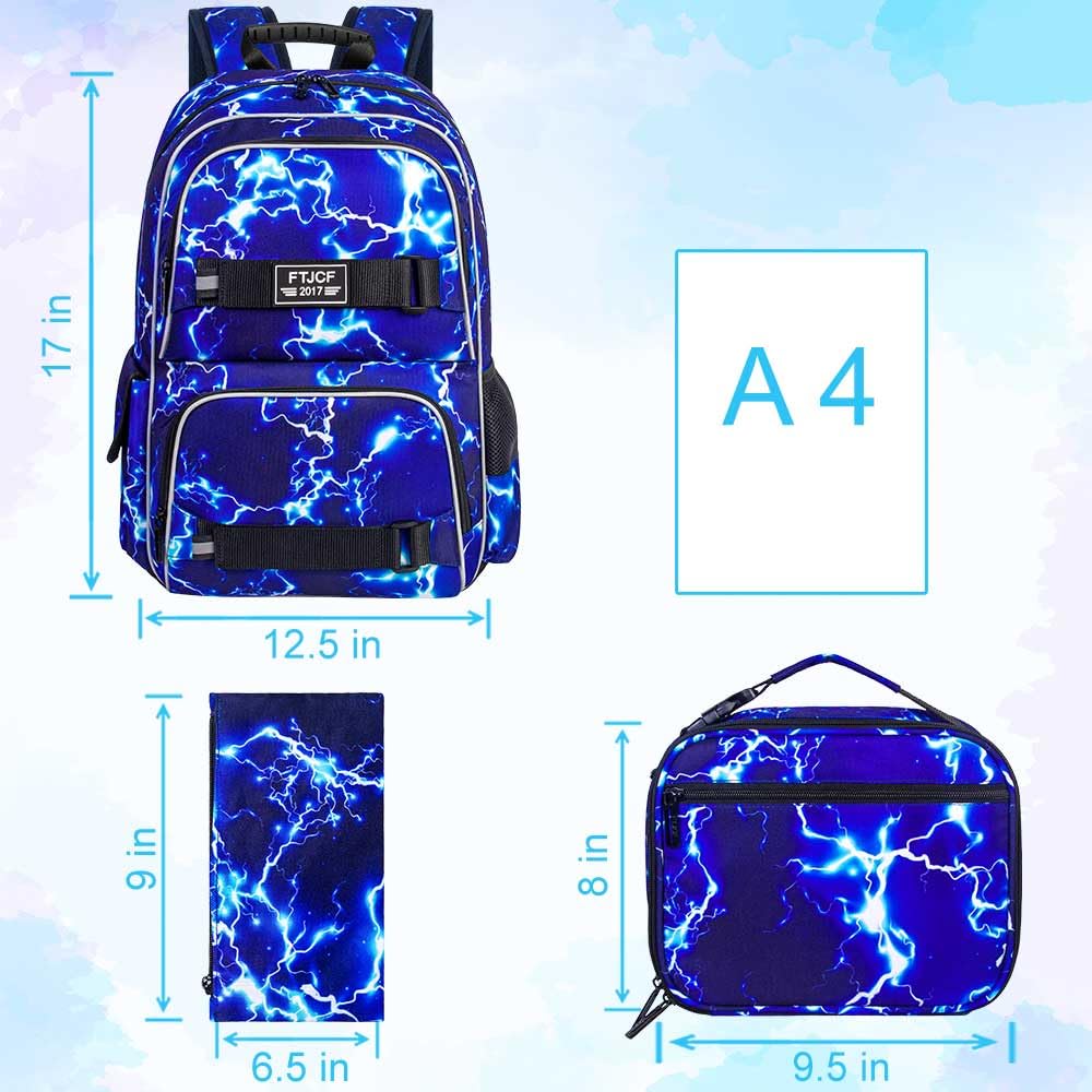 AGSDON 17 Inch Laptop Backpack - Anti-Theft Water Resistant School Bookbag for College Students, Teens & Men | Perfect for School, Work, Travel & Daily Commute (Blue)