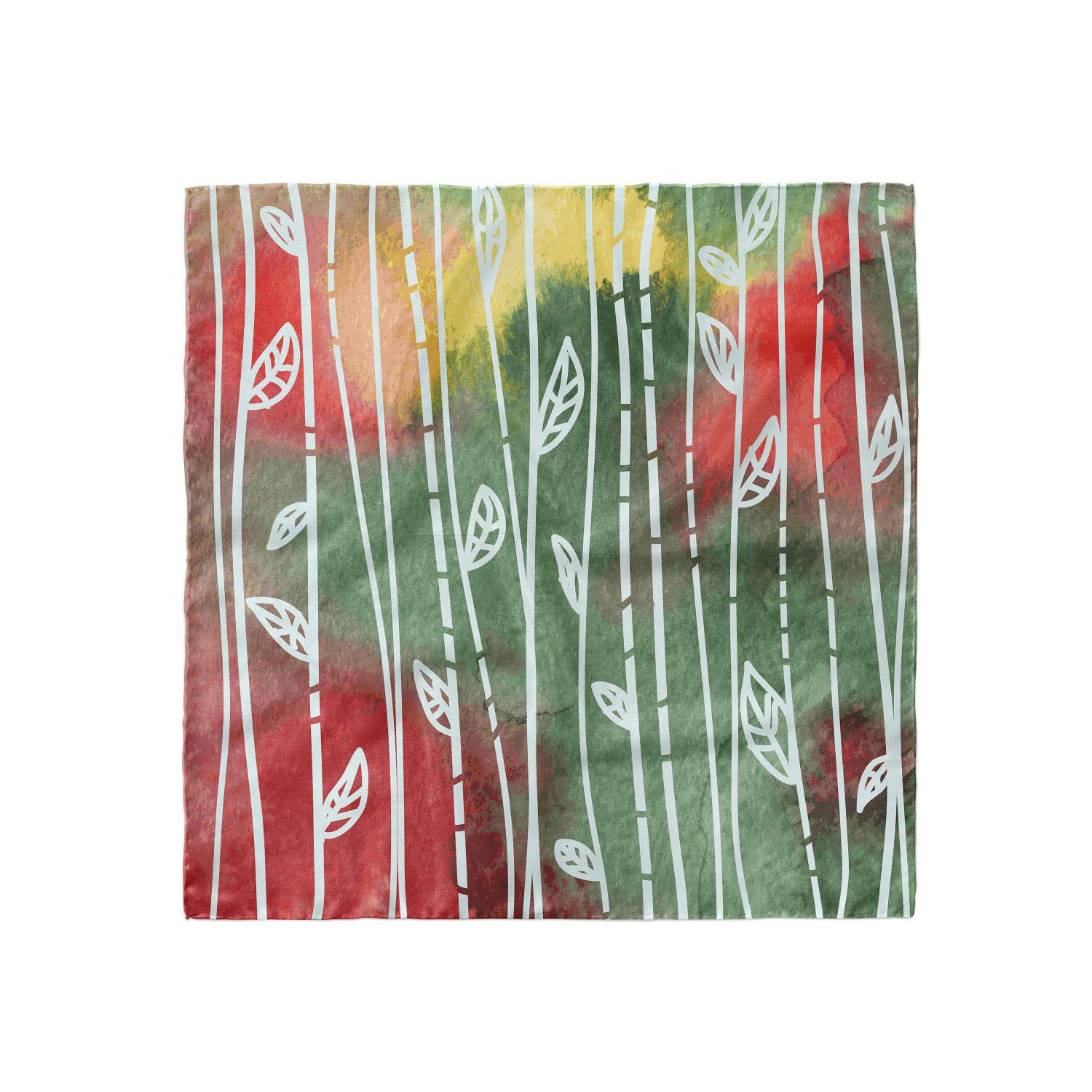 Ambesonne Watercolor Head Scarf - Doodle Leaves Exotic Print Hair Wrap for Women, Fashionable Bandana & Boho Headband - Perfect for Beach, Yoga, Travel and Everyday Style