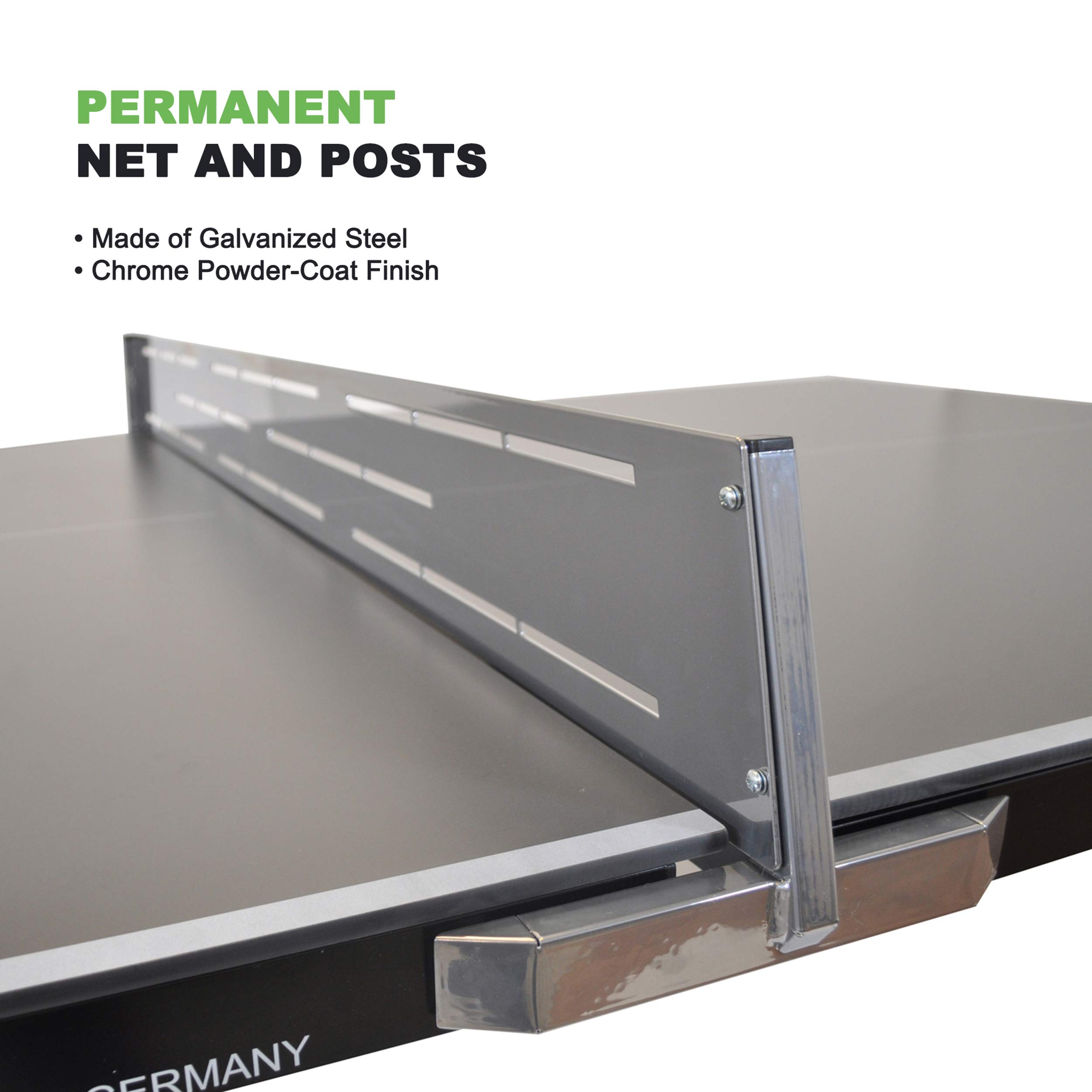 KETTLER Eden Weatherproof Outdoor Ping Pong Table - Galvanized Steel Legs & Permanent Net System - Perfect for Backyard, Patio, and Garage Games