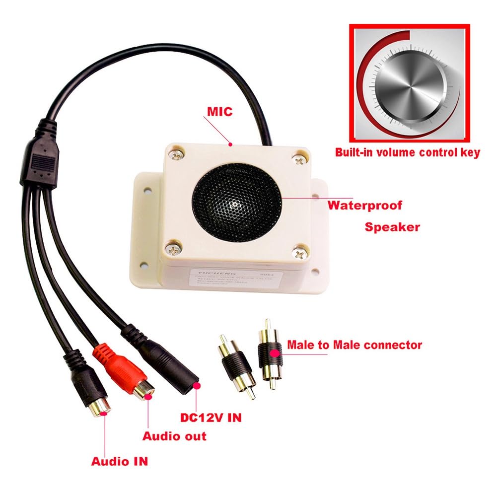 iFutniew Waterproof Microphone & Speaker Combo for Outdoor Security Cameras - 2-Way Audio Intercom with Easy Installation | Perfect for Home Surveillance, Baby Monitoring & Pet Watching