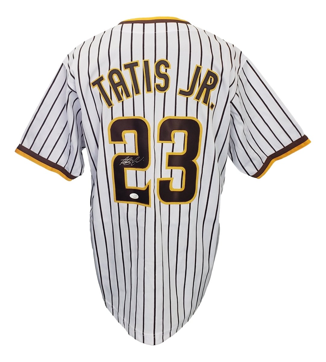 Fernando Tatis Jr. Autographed White Pinstripe Baseball Jersey - JSA Certified - Official MLB Pro Style Jersey for Collectors & Fans - Perfect for Memorabilia Displays & Game Day Outfits