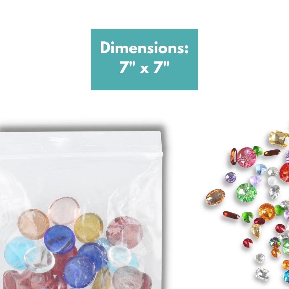 PSBM 7x7 Inch 2 Mil Clear Reclosable Zipper Bags - 10000 Pack of Durable Poly Plastic Storage Bags for Organizing Small Parts, Crafts, Jewelry & Office Supplies | Lightweight Resealable Zip Bags for Home, Workshop & Retail Use