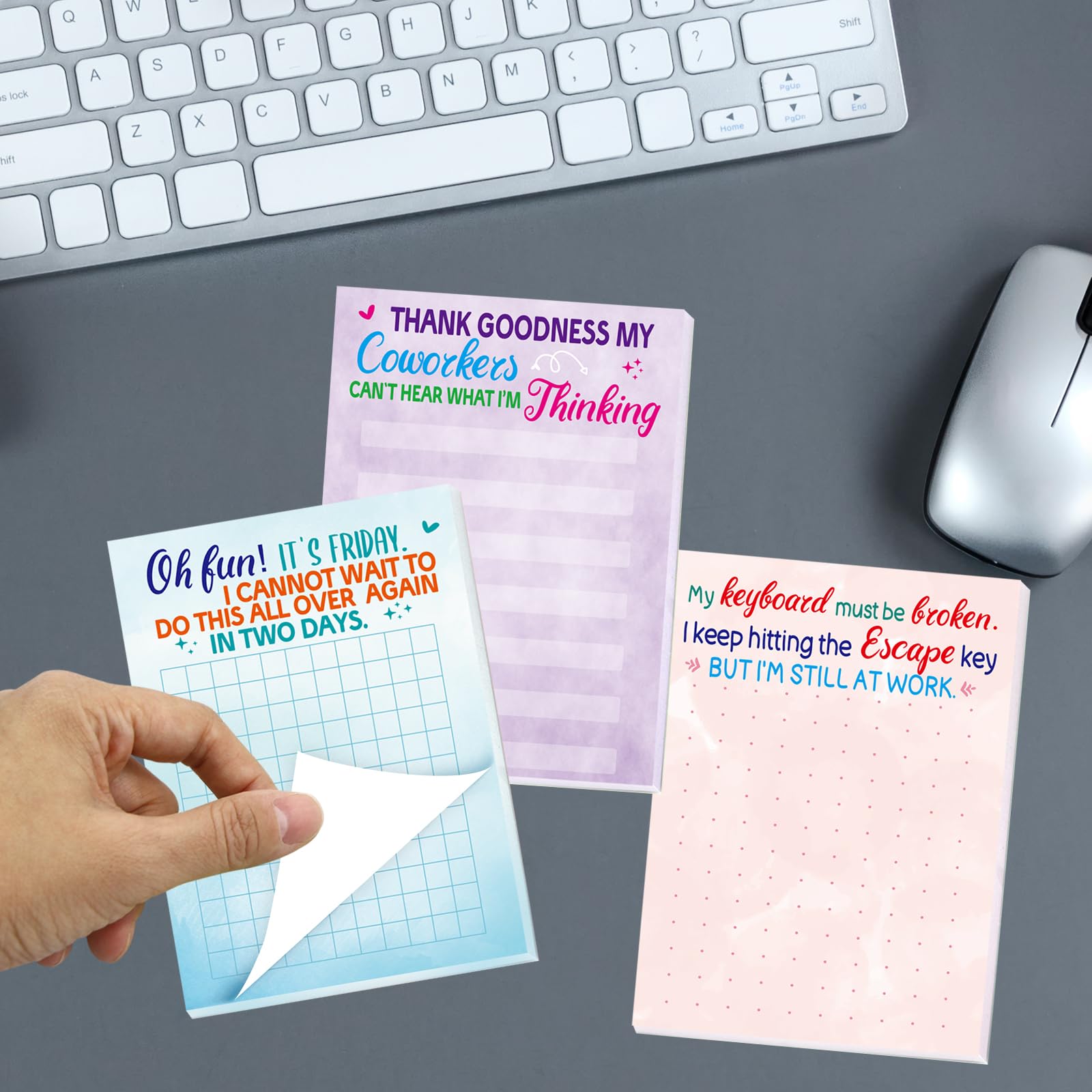 Funny Office Notepads with Inspirational Sayings - 6 Pack Novelty Memo Pads for Coworkers, Staff Gifts & Christmas Gag Presents - Perfect for Desk Organization, Workplace Humor & White Elephant Gifts