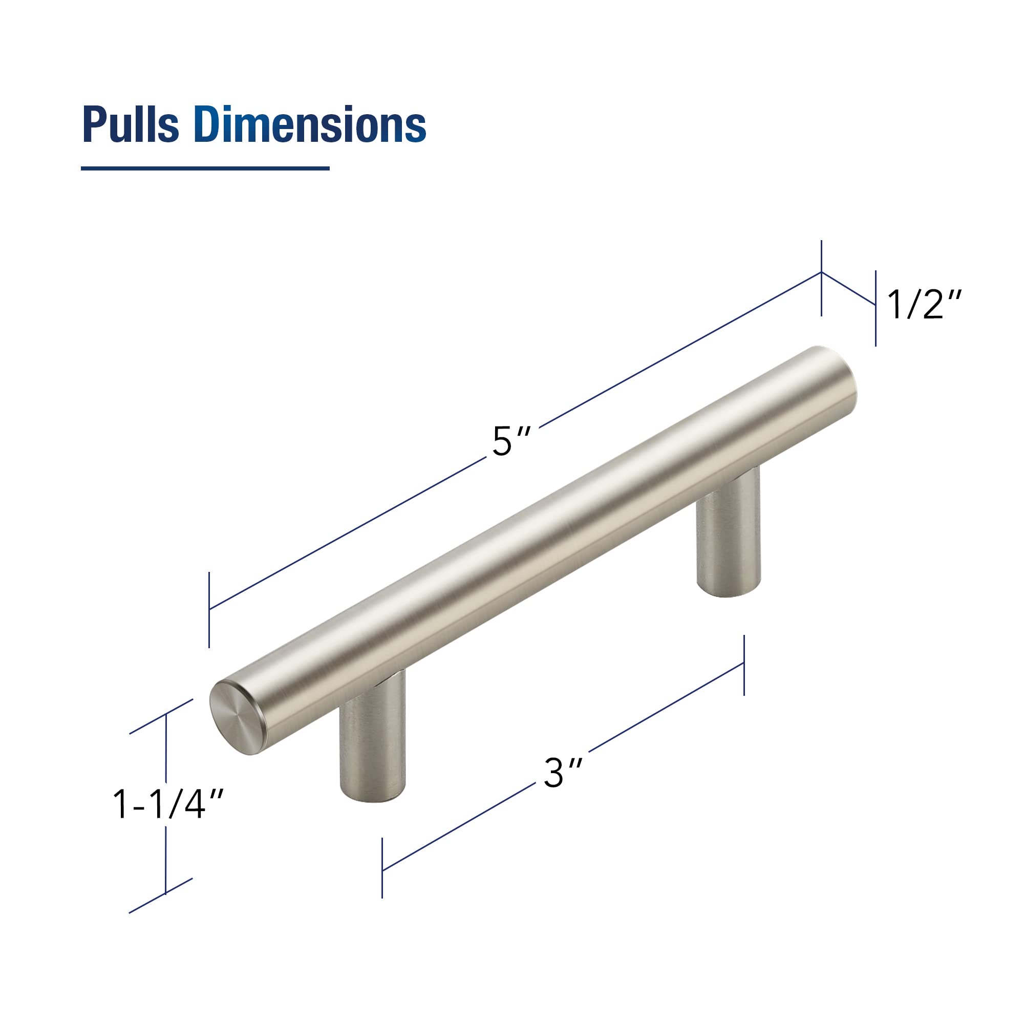 30 Pack 5 Inch Brushed Nickel Cabinet Pulls - Stainless Steel Kitchen Cabinet Handles with 3 Inch (96mm) Hole Center - Durable Drawer Pulls for Cabinets, Cupboards, Wardrobes & Furniture - Perfect for Kitchen Renovation, Bathroom Upgrade & Home Organization