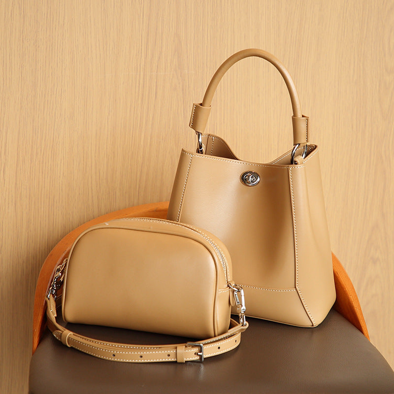 Genuine Leather Women's Shoulder Tote Bag Crossbody Purse Bucket Handbag - Stylish & Durable for Work, Travel & Everyday Use