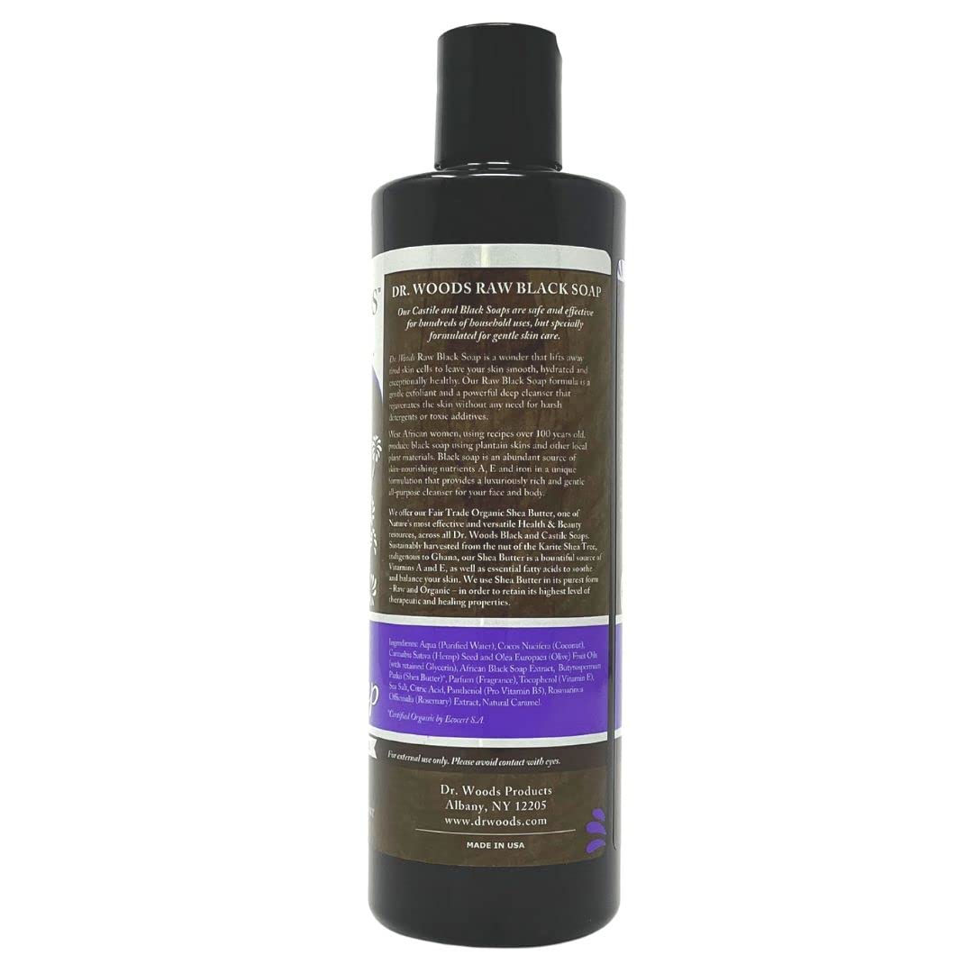 Dr. Woods Black Soap - 16 oz Natural African Shea Butter Soap for Skin & Hair Care - Deep Cleansing, Moisturizing & Exfoliating - Perfect for Shower, Bath & Daily Skincare Routine