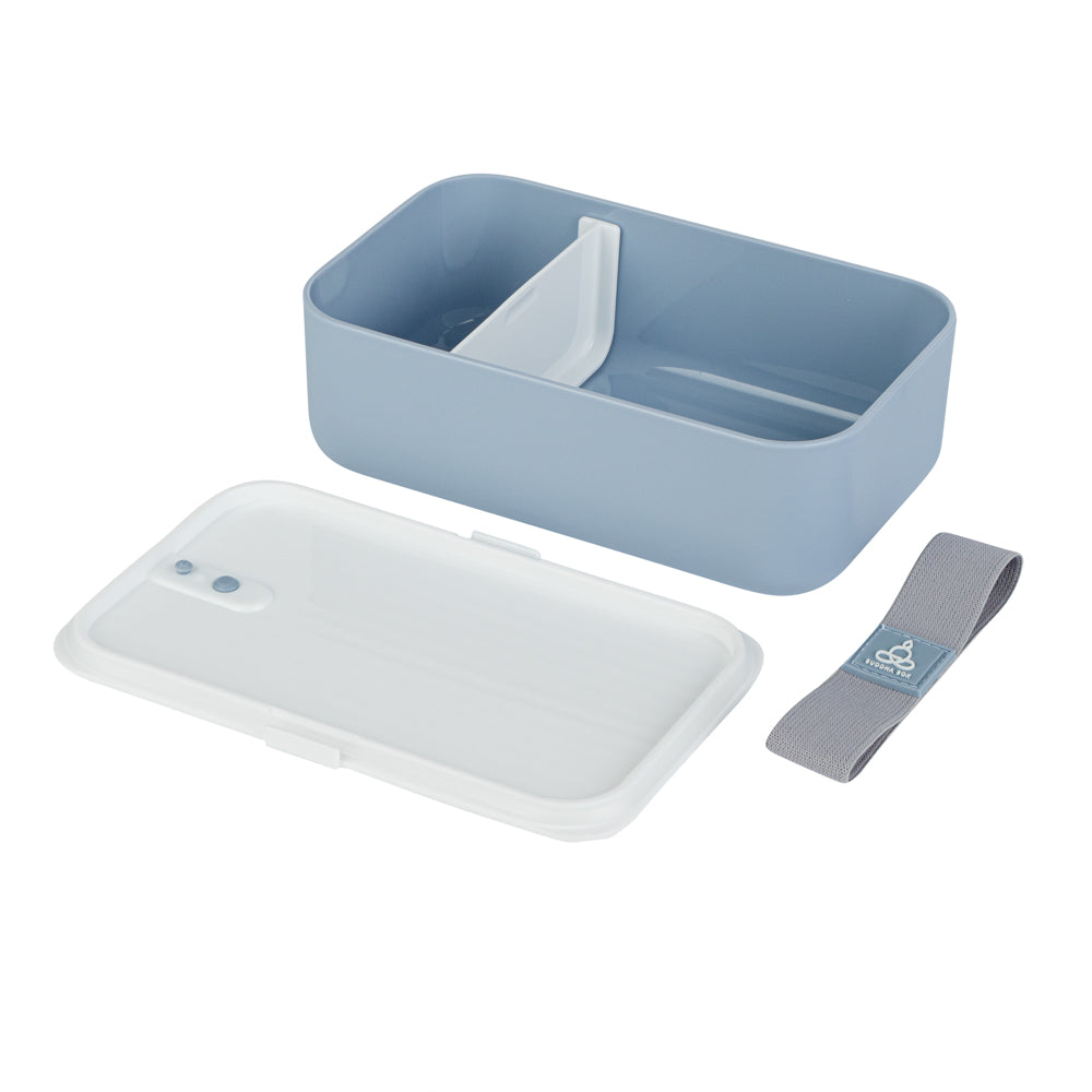 Bento Tek 34 oz Blue Buddha Box Lunch Container with White Lid - 7.5
