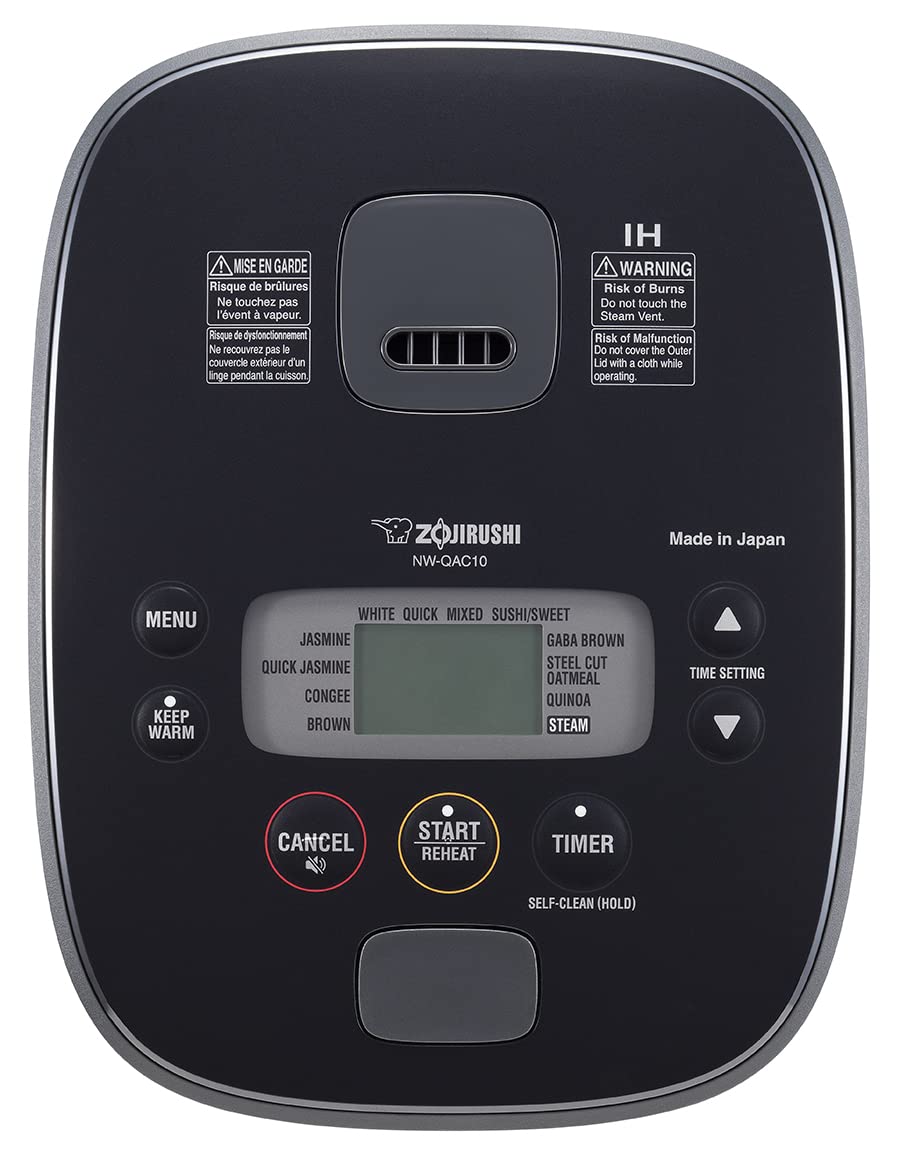 Zojirushi NW-QAC10 5.5-Cup Flat-Top Induction Cooker & Warmer with Custom Non-Stick Cooking Pan - Black | Perfect for Home Cooking, Office Lunch & Buffet Serving | Easy Clean Double Coating Design