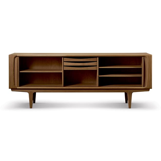 BPS142 Modern Sideboard Buffet Cabinet with 2 Doors and 4 Drawers - Solid Wood Storage Console for Dining Room, Living Room & Entryway