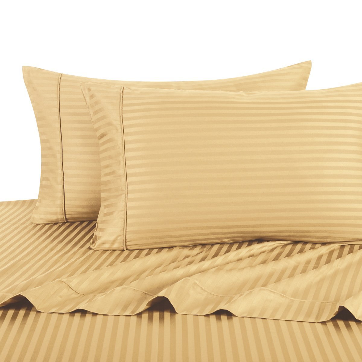Premium 100% Cotton King Size Pillowcases Set of 2 - 300 Thread Count Sateen Striped Luxury Bedding for Hotel & Home Use - Soft Breathable Pillow Covers for Ultimate Comfort in Bedroom & Guest Room