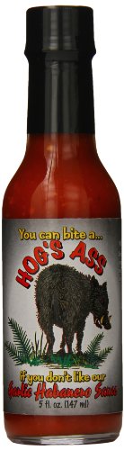 Hog's Ass Garlic Habanero Hot Sauce - 5oz Bottle | Spicy Gourmet Hot Sauce for Tacos, Wings & BBQ | Made with Fresh Garlic & Habanero Peppers