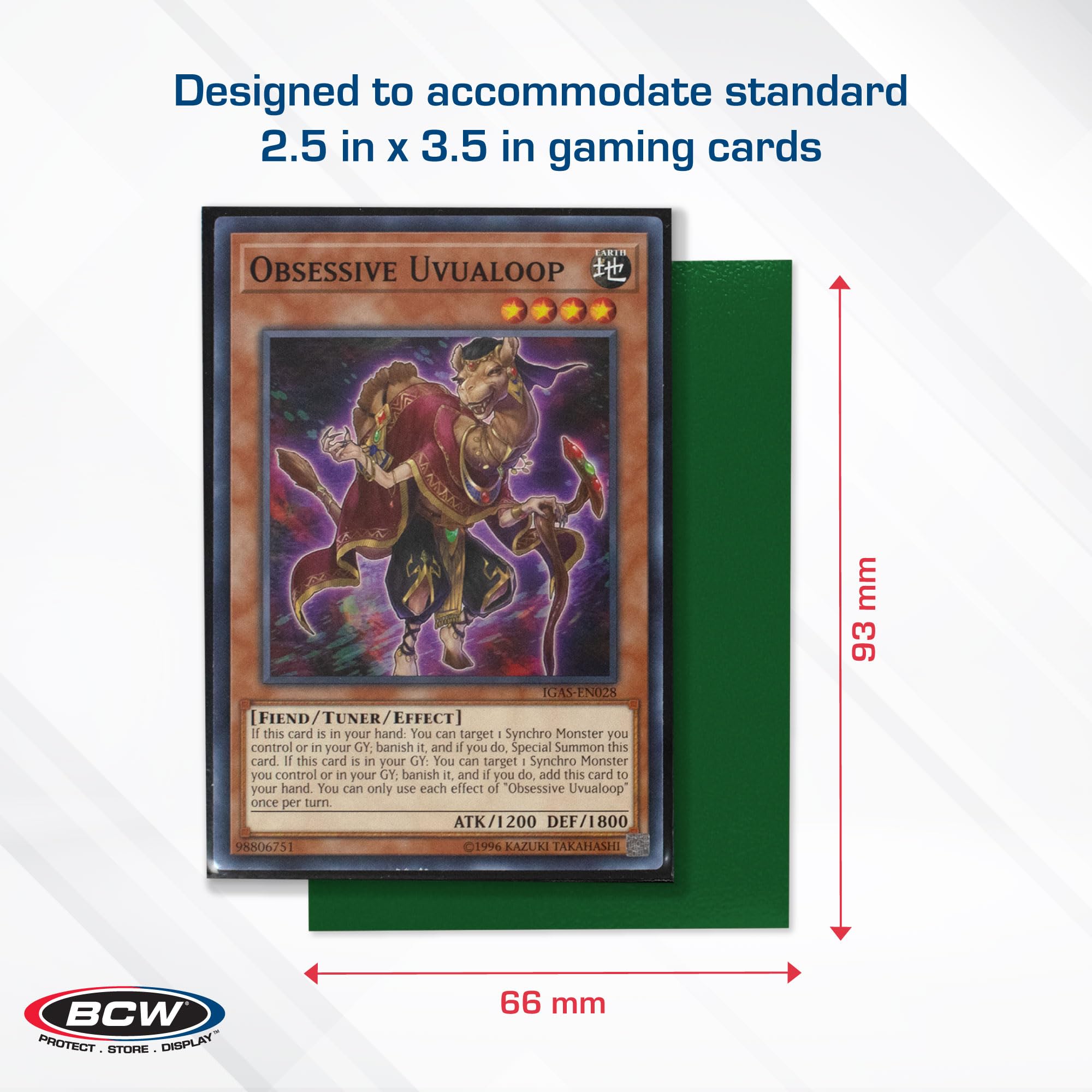 BCW Elite2 Matte Card Sleeves 100 Pack - Green Anti-Glare Protection for Trading Cards | Textured Back Design | Fits Standard 2.5