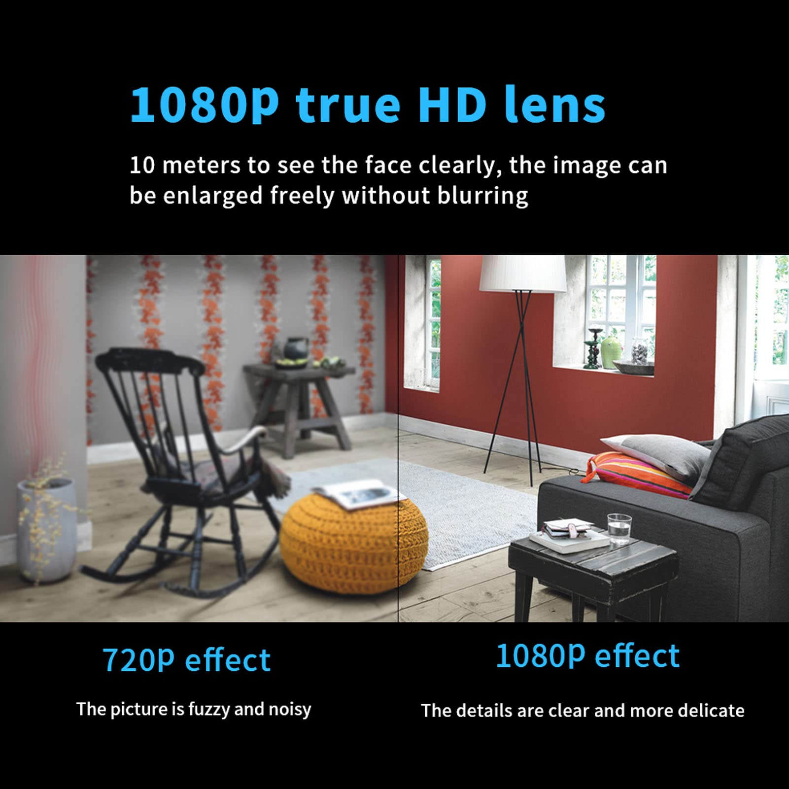 TARSHYRY Mini Smart Security Camera - 1080P HD WiFi Indoor Camera with 160° Wide Angle, Night Vision, 2-Way Audio, Mobile Remote Control & Real-Time Video for Home, Baby, Pet Monitoring
