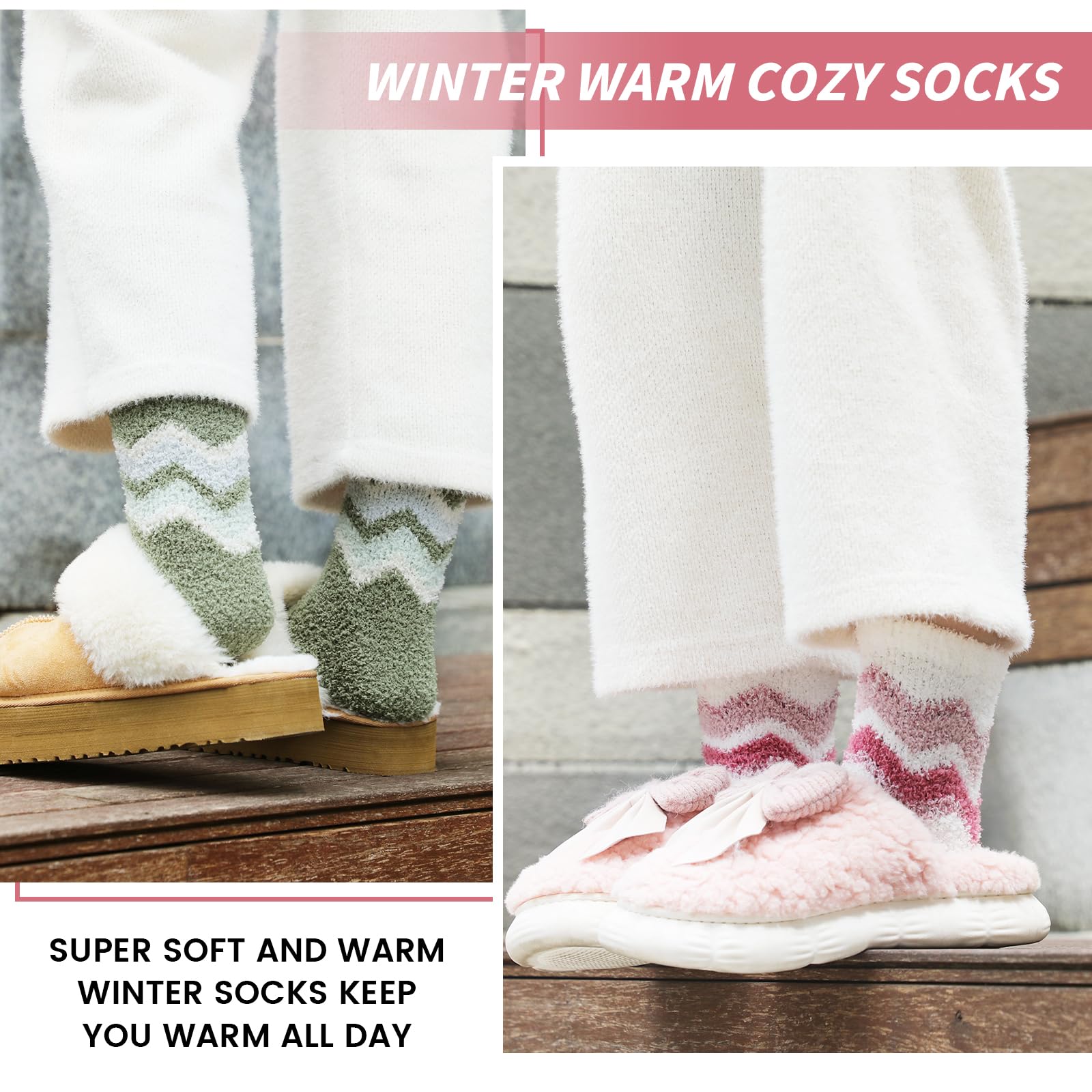 Women's Fuzzy Slipper Socks - Ultra Soft & Warm Cozy Winter Socks for Indoor & Outdoor Use - Perfect for Lounging, Sleeping and Cold Weather Comfort