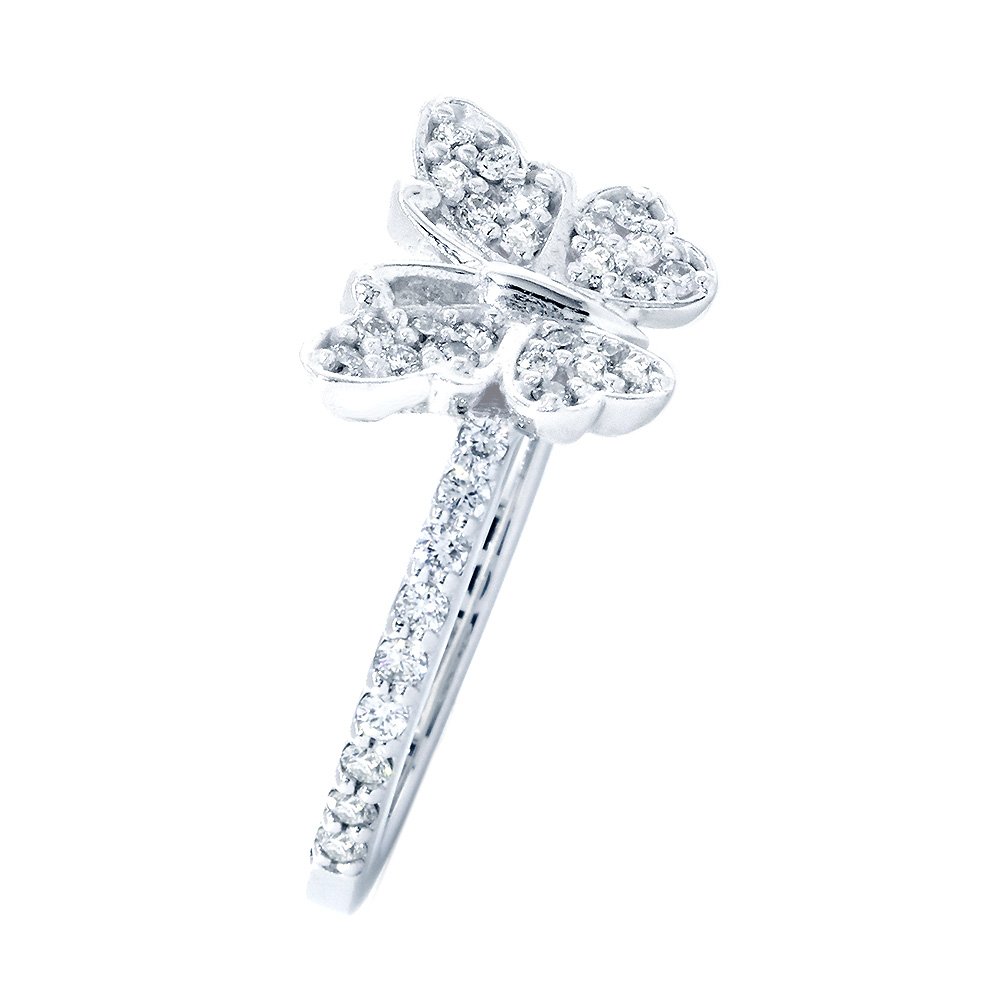 0.50CT Diamond Butterfly Ring in 14K White Gold - Elegant Stackable Band for Women, Perfect for Anniversary Gifts & Everyday Wear