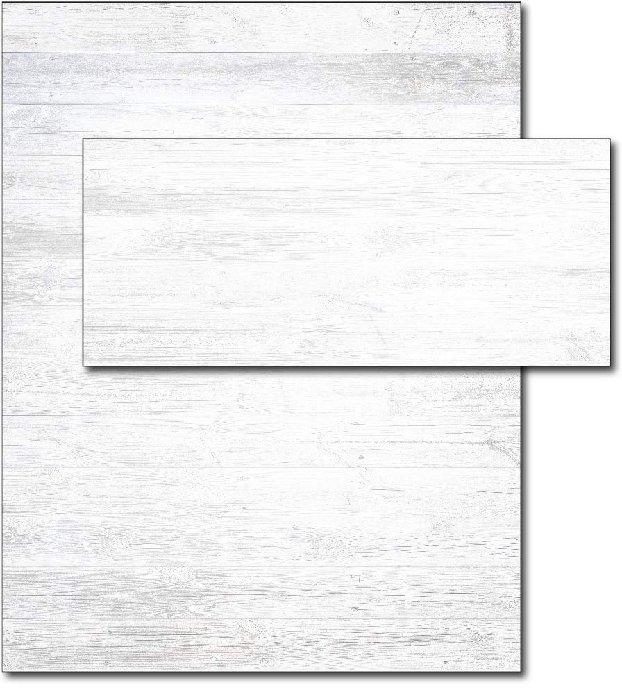 Premium White Wood Grain Stationery Paper Set - 40 Sheets with Matching Envelopes for Wedding Invitations, Thank You Cards & Business Correspondence