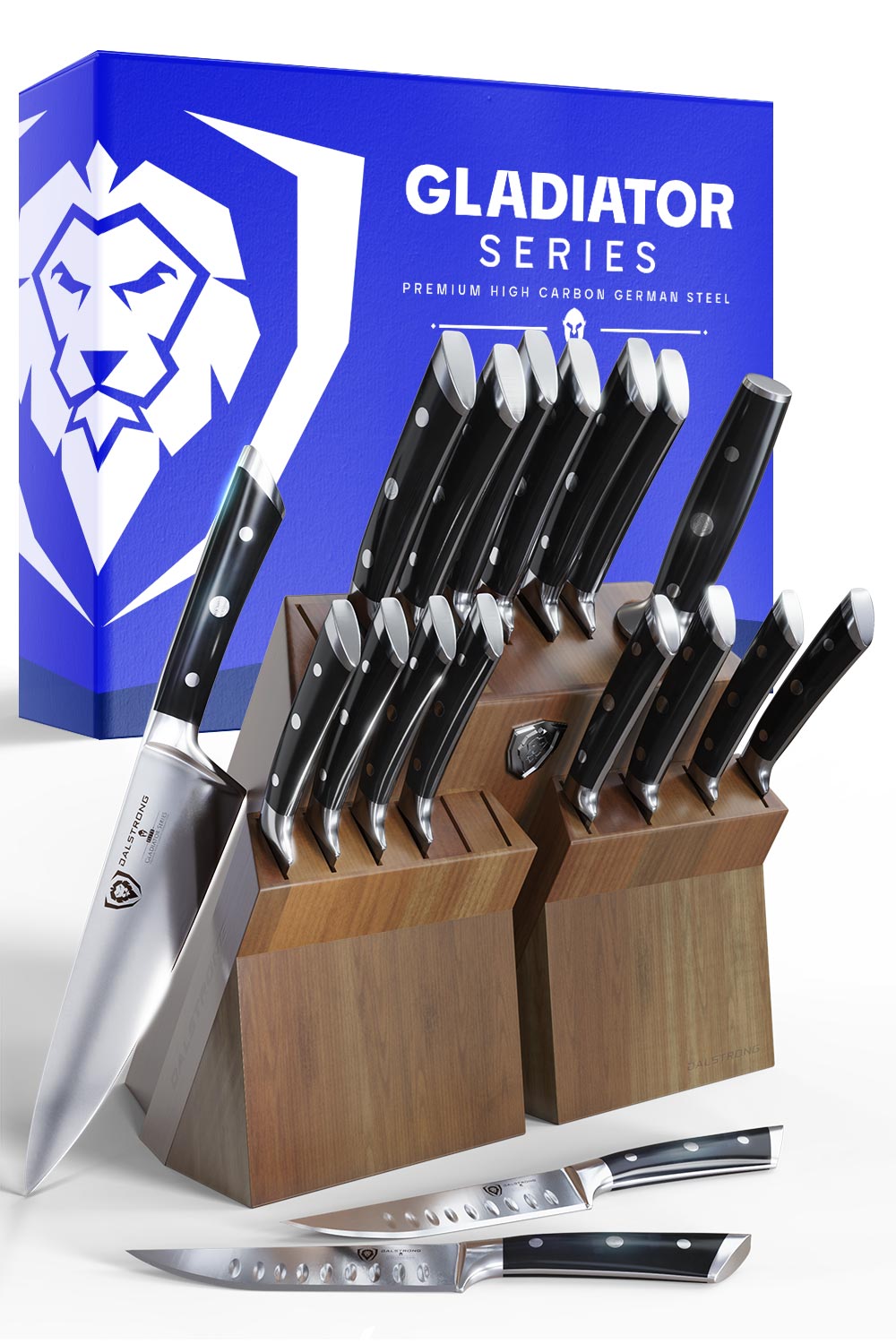 18-Piece Colossal Knife Set with Wooden Block - Gladiator Series Professional Kitchen Knives | NSF Certified | Dalstrong | Perfect for Home Chefs & Culinary Enthusiasts