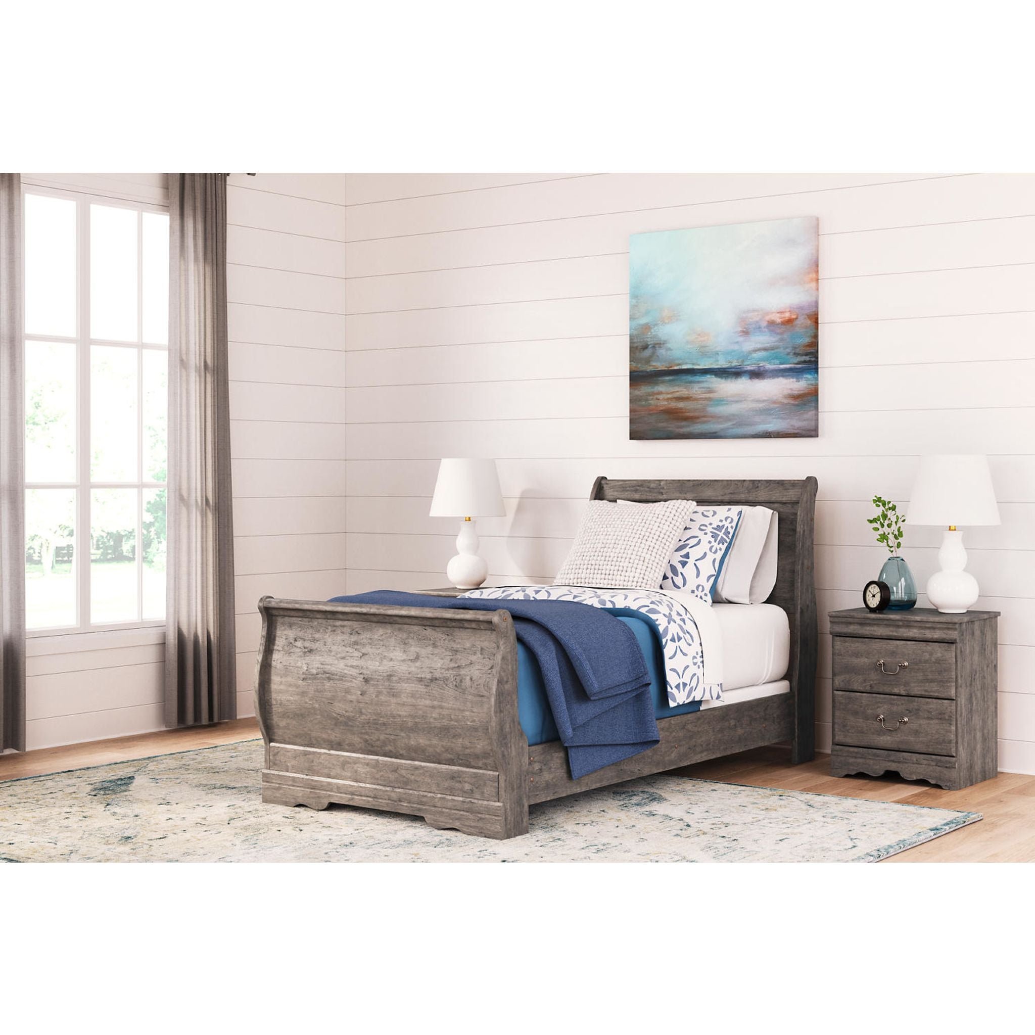 Bayzor 5-Piece Twin Bedroom Set in Gray - Modern Bed Frame, Nightstand & Dresser for Small Spaces | Perfect for Kids Rooms, Guest Bedrooms & Apartments