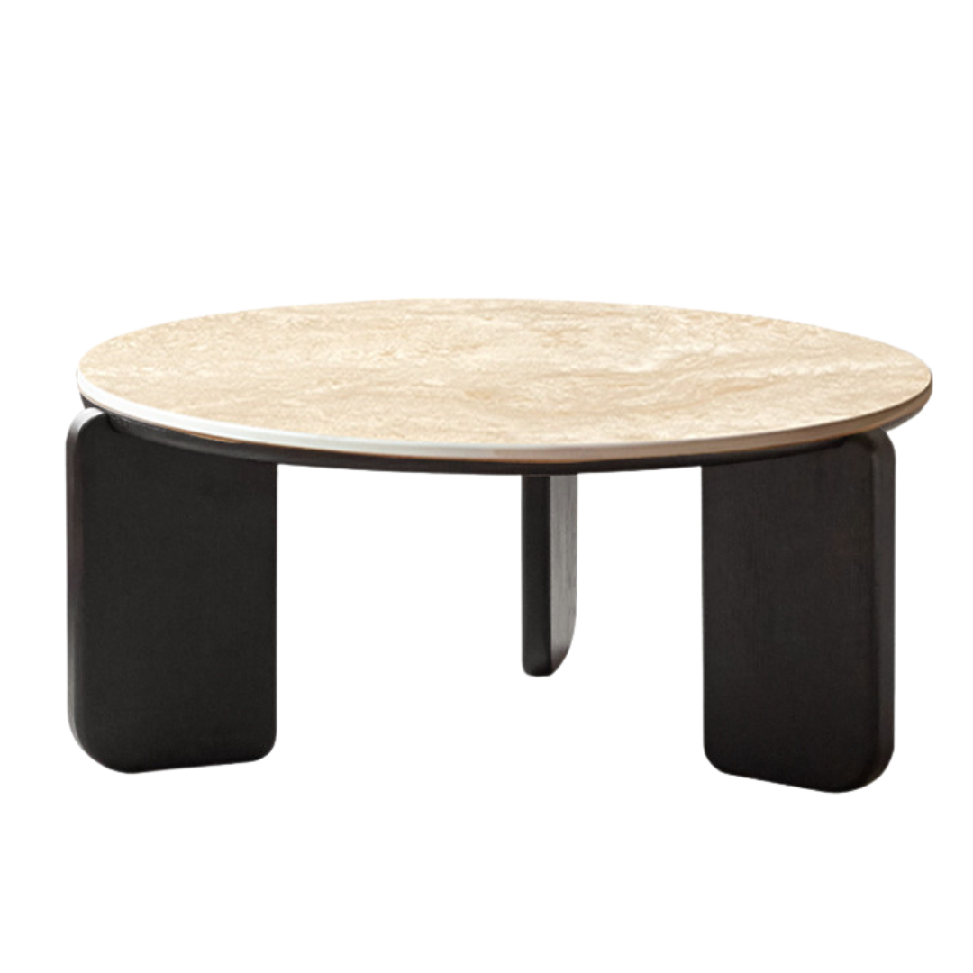31.4x31.4x13.7 inch/ 80x80x35 cm/ Smoky color / rock slab round table (travertine rock slab)