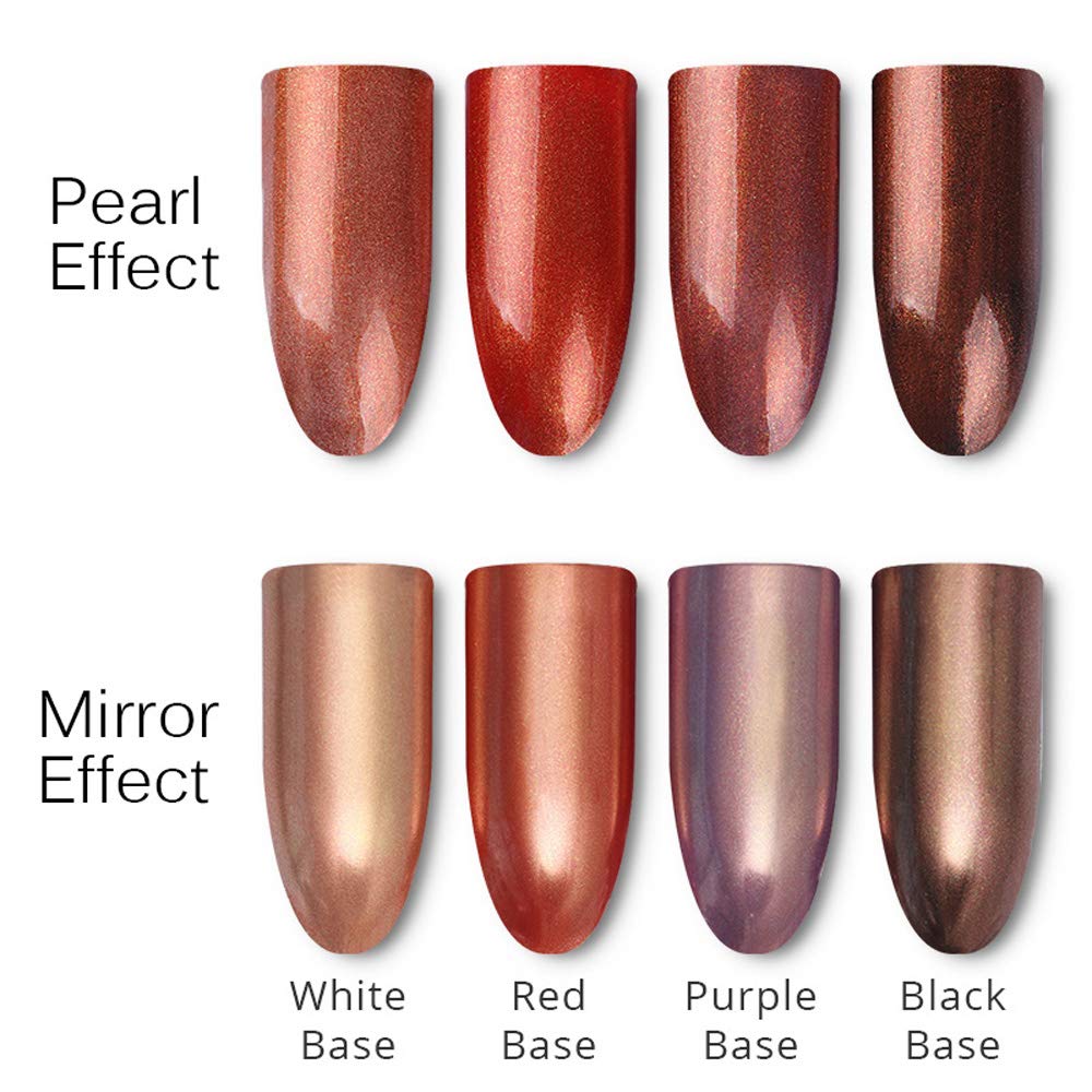 Shiny Mirror Pearl Orange Copper Chrome Nail Powder - Pigment Dust & Glitter for Nail Art DIY Decoration | Long-Lasting Metallic Finish for Salon, Home Manicure & Nail Extensions