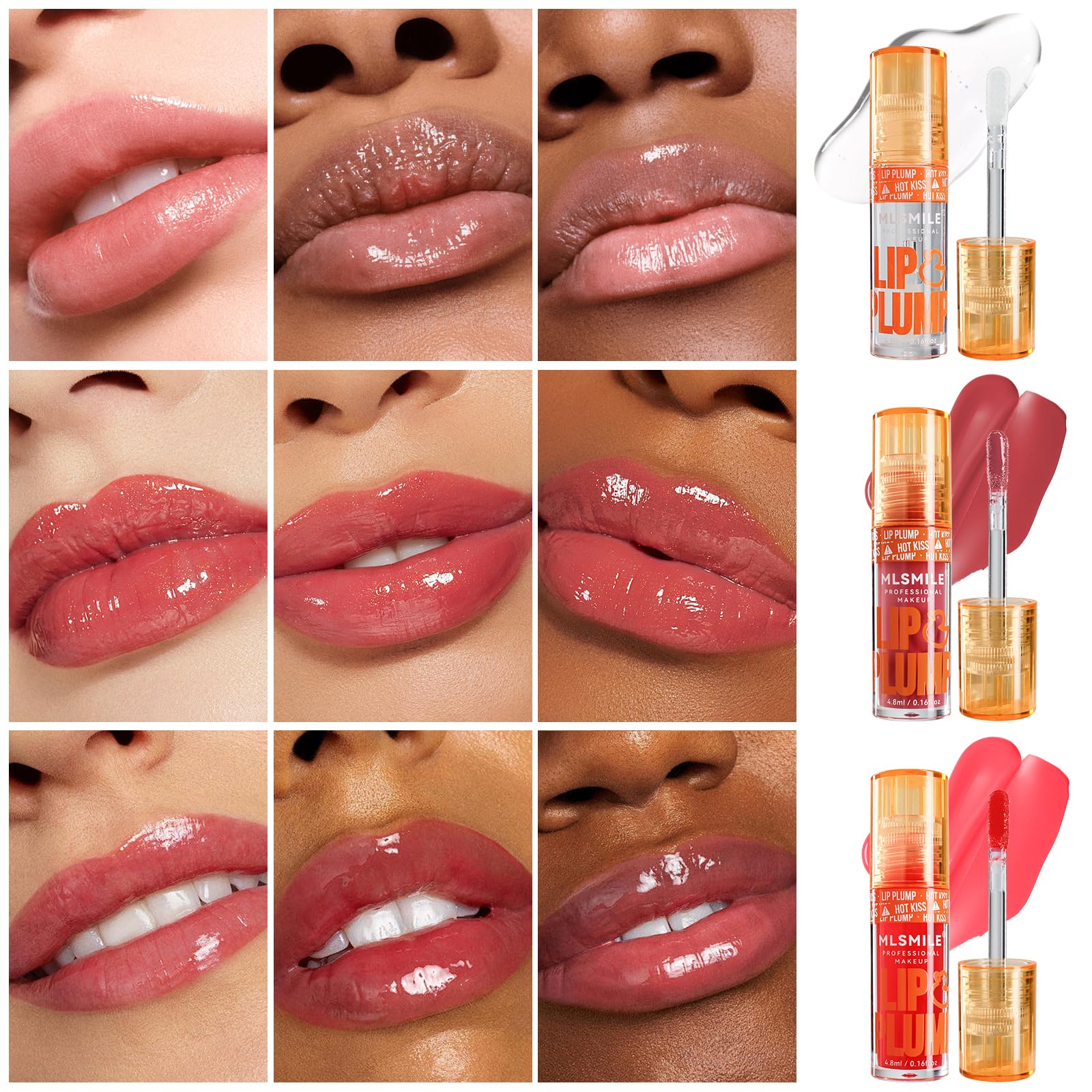 3 Colors Duck Lip Plumper Gloss - High Pigment Plumping Lip Gloss with Hydrating Lip Glow Oil | Vegan Lip Makeup & Lip Care Set for Women | Perfect for Daily Moisture, Night Care & Makeup Looks (Set A)