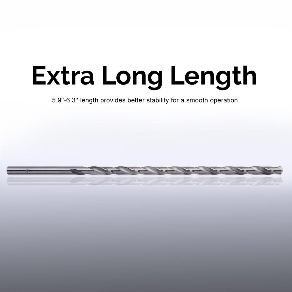 5Pcs Extra Long High-Speed Steel Drill Bit Set - 2-5mm Auger Drill Bits for Wood, Plastic, Aluminum & Steel - Perfect for DIY Projects, Furniture Making & Metalworking