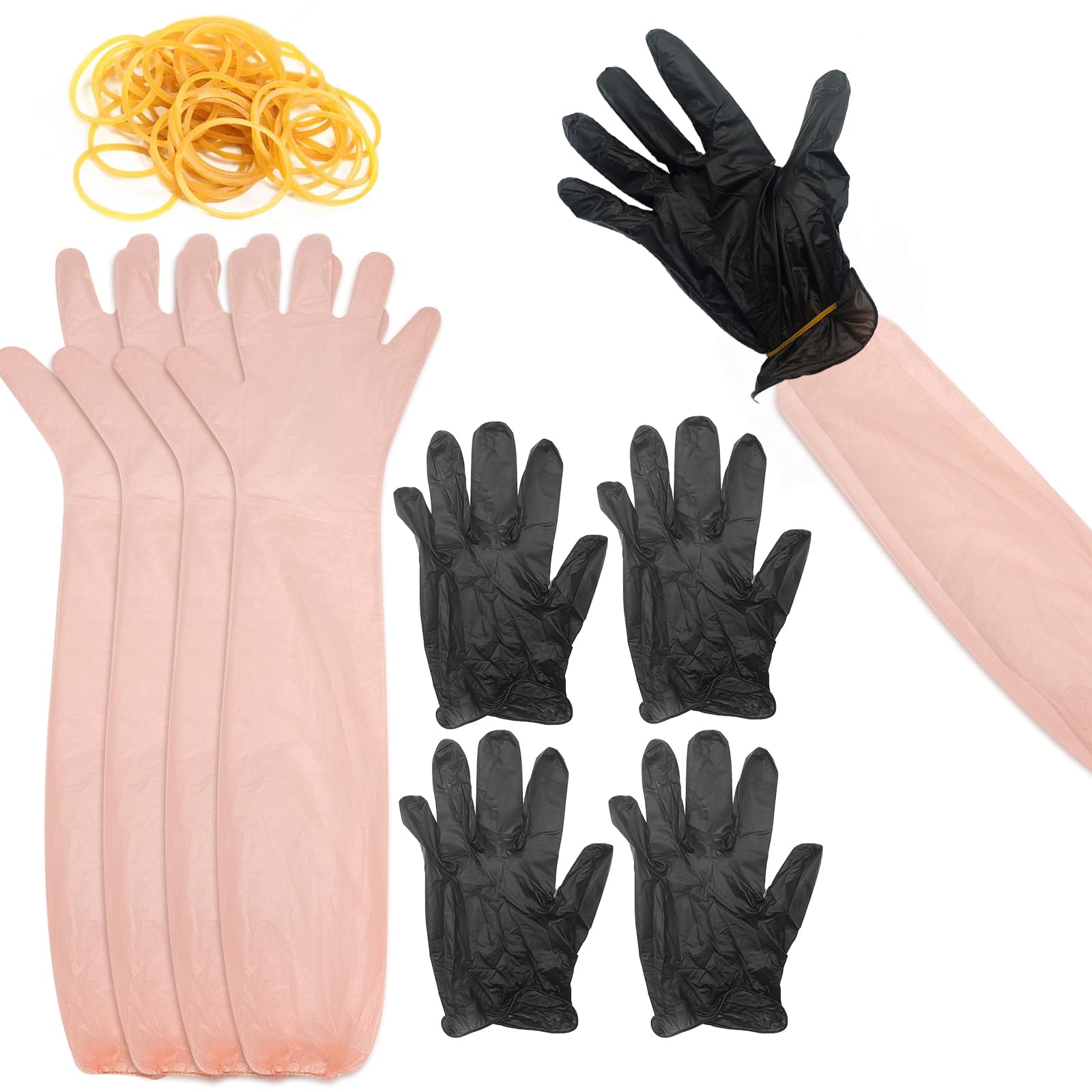 Premium Hunting Field Dressing Kit - Deer Processing Gloves with Disposable PVC Long & Short Gutting Tools - Complete Butchering Kit for Game Cleaning | Ideal for Hunting, Camping & Outdoor Adventures
