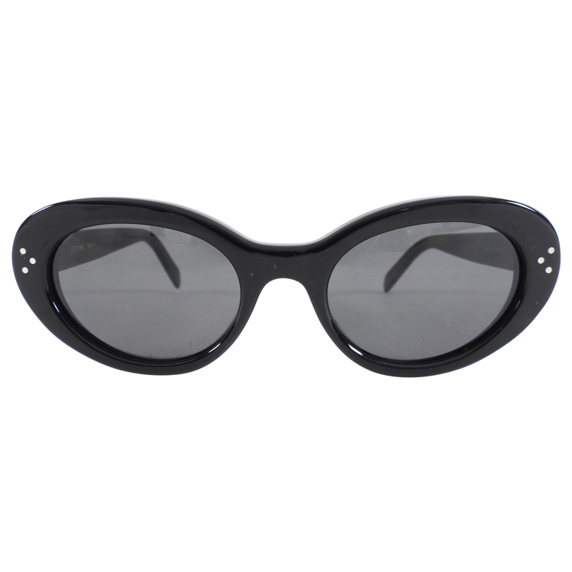 Celine Black Oval Acetate Sunglasses S193 - Stylish UV Protection Shades for Women, Fashionable Oversized Sunglasses for Outdoor Activities, Beach, and Driving