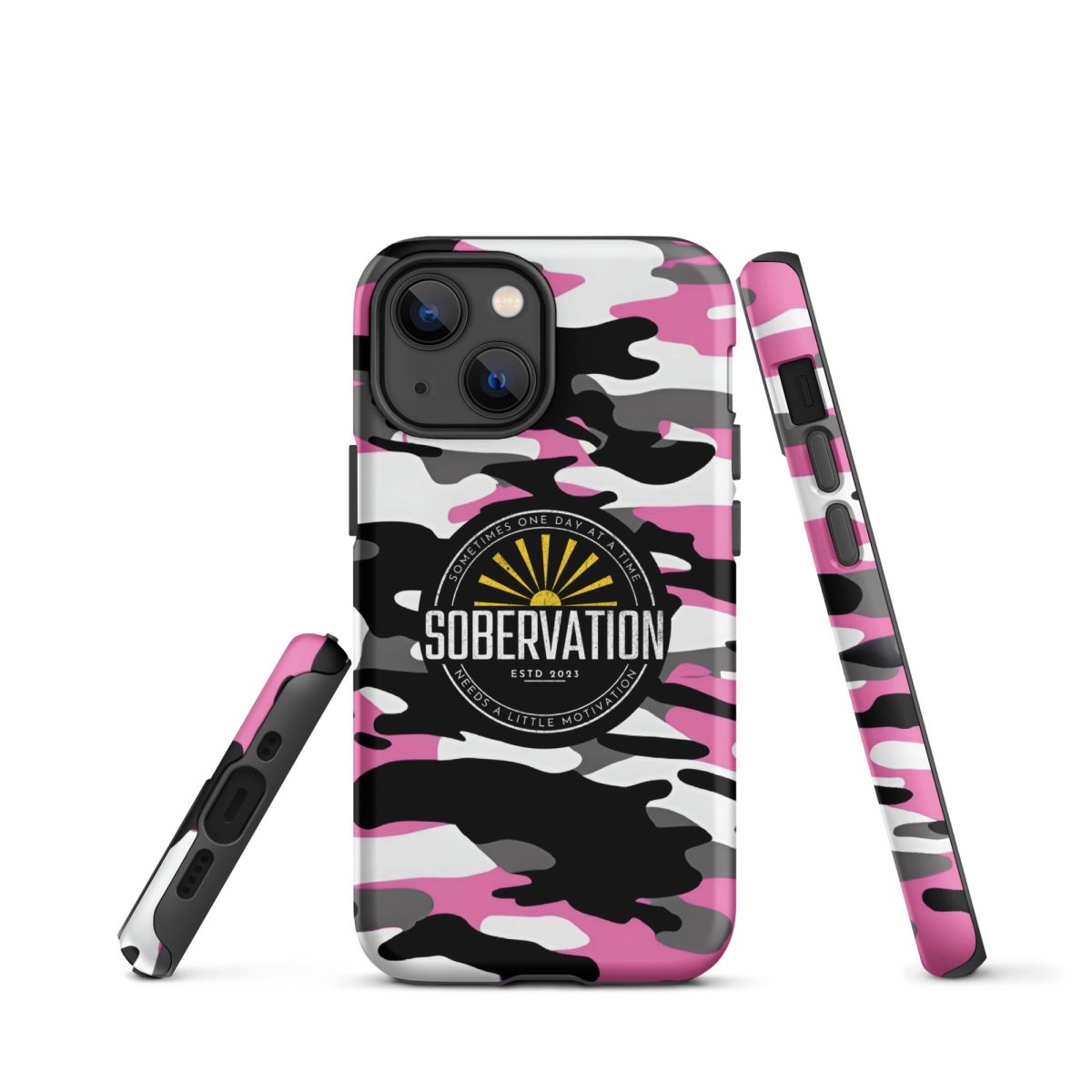 Sobervation Pink Camo Samsung Phone Case - Protective Cover for Samsung Galaxy [Model] | Durable Shockproof Design for Sober Lifestyle & Recovery Support | Perfect for Daily Use, Meetings, and Outdoor Activities