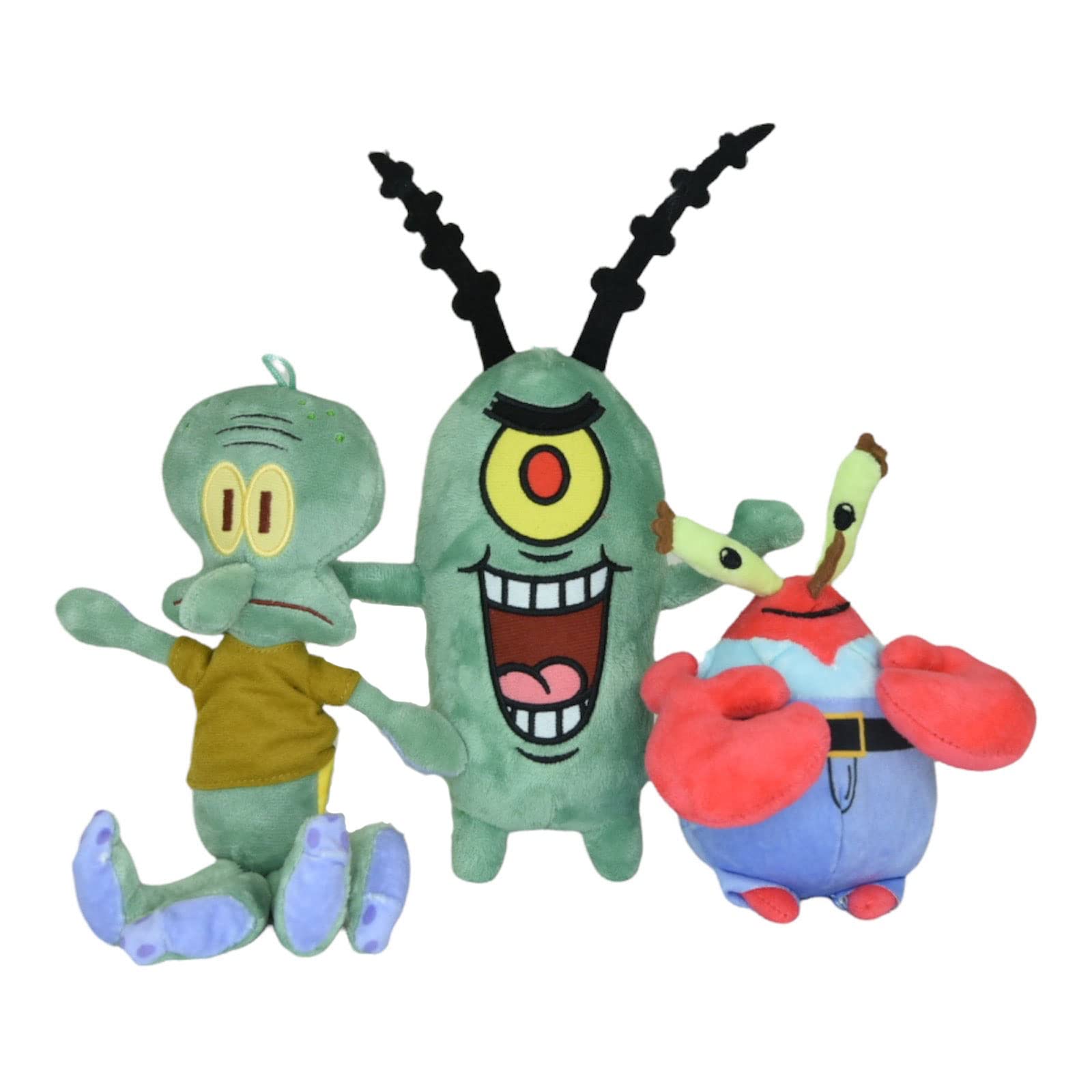 Spongebob Squarepants 6 Inch Plush Toy Set - Squidward, Plankton & Mr. Krabs Stuffed Animals for Kids, Collectors & Fans | Birthday Gifts, Room Decor, TV Show Merchandise