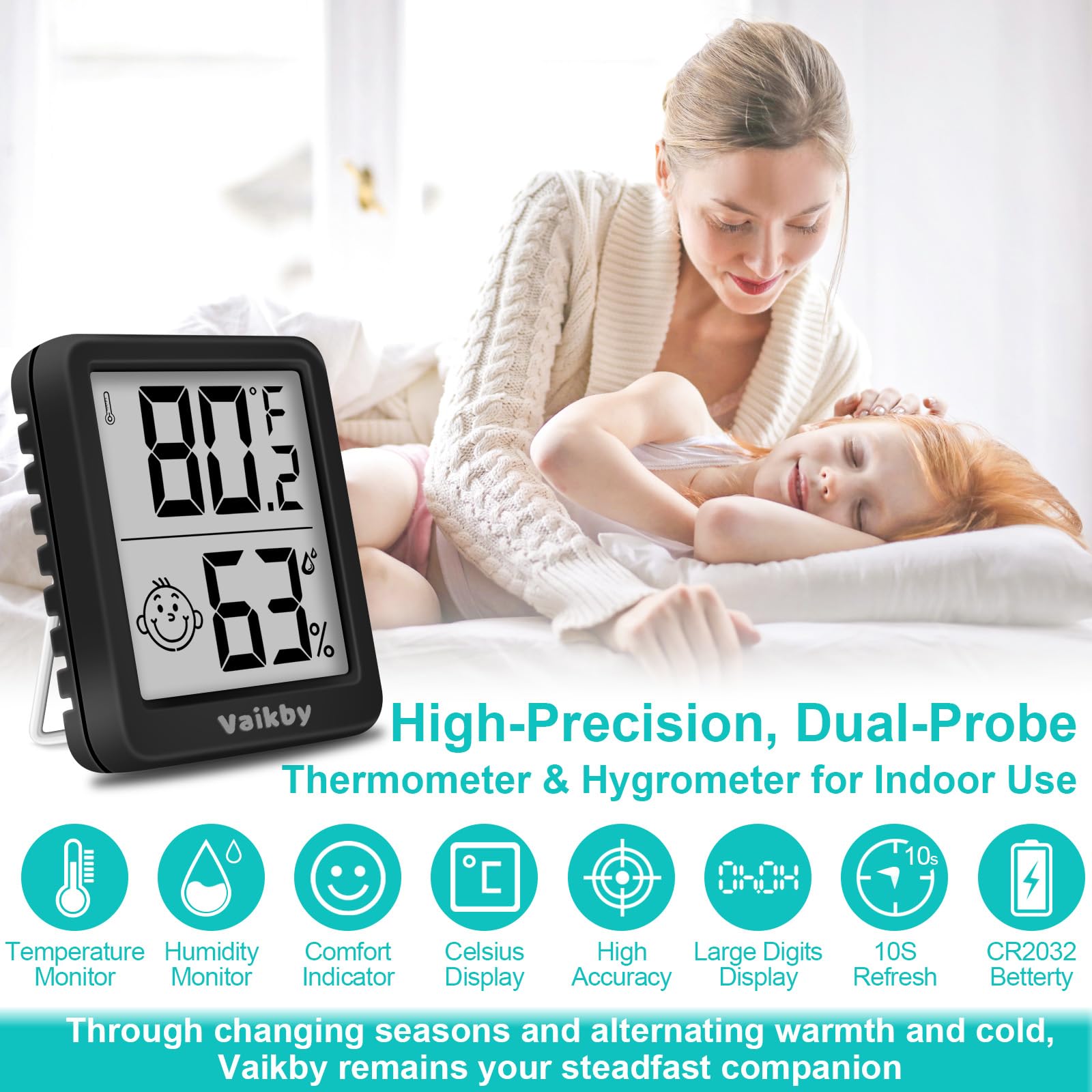 3-Pack Digital Indoor Humidity Meter & Room Thermometer - Accurate Hygrometer with Temperature Sensor for Home, Nursery, Office | Monitor Comfort Levels for Baby Care, Plant Growth & Climate Control