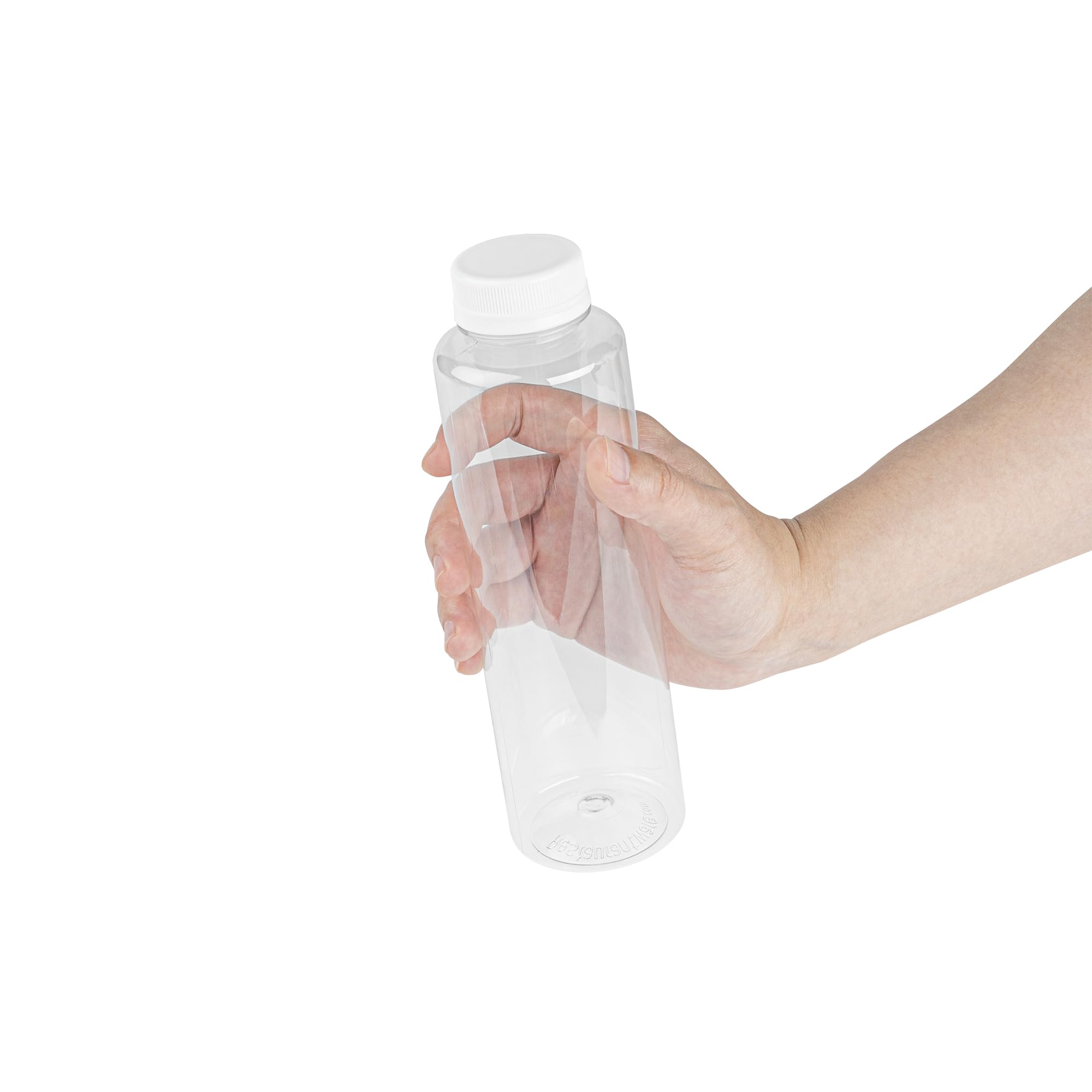 16oz Clear Plastic Juice Bottles with White Caps - 100 Pack Disposable Round Juice Containers for Juicing, Smoothies, Cold Brew & Beverages - Perfect for Juice Shops, Cafes, Restaurants & Home Use